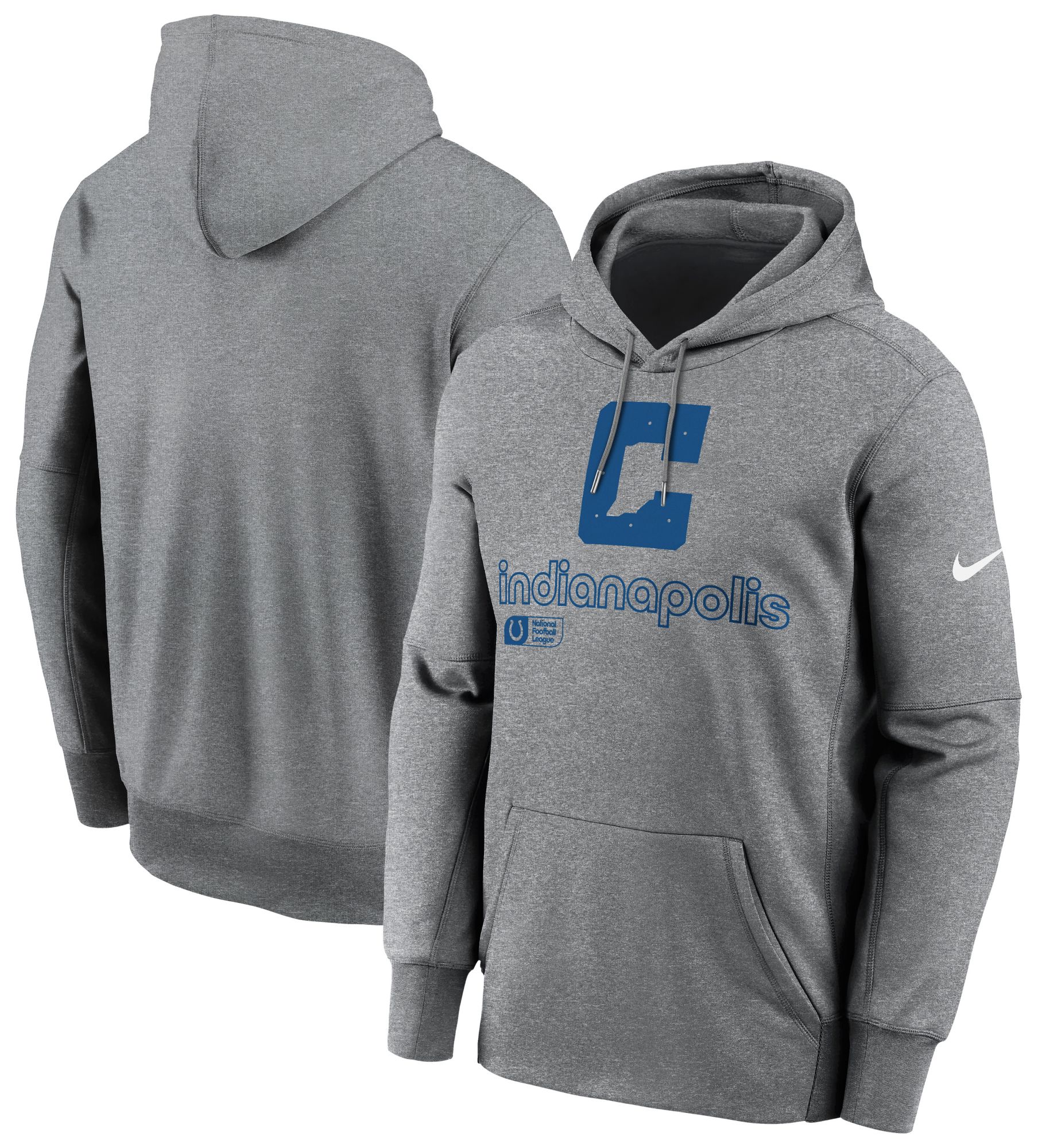 Nike Men's Indianapolis Colts Therma-FIT Dark Grey Heather Pullover Hoodie product image