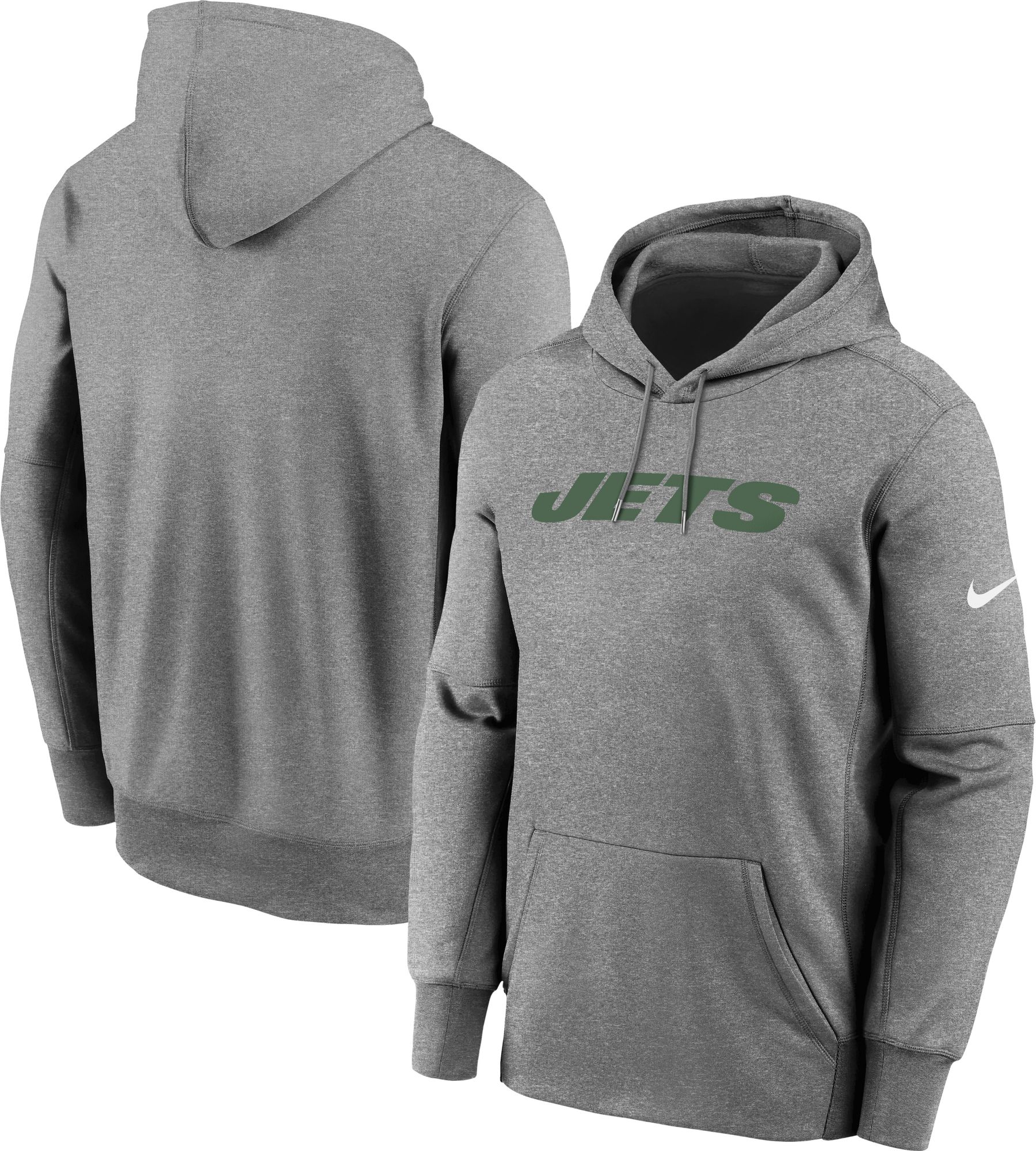 Nike Men's New York Jets Therma-FIT Wordmark Dark Grey Heather Hoodie product image