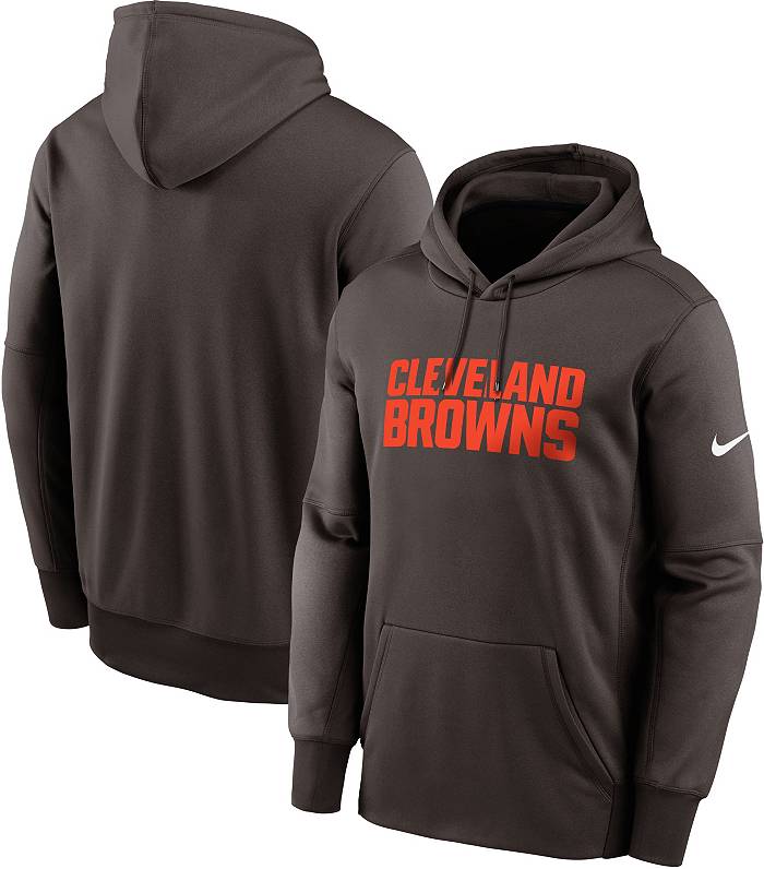 Nike Men's Cleveland Browns Therma-FIT Wordmark Brown Hoodie