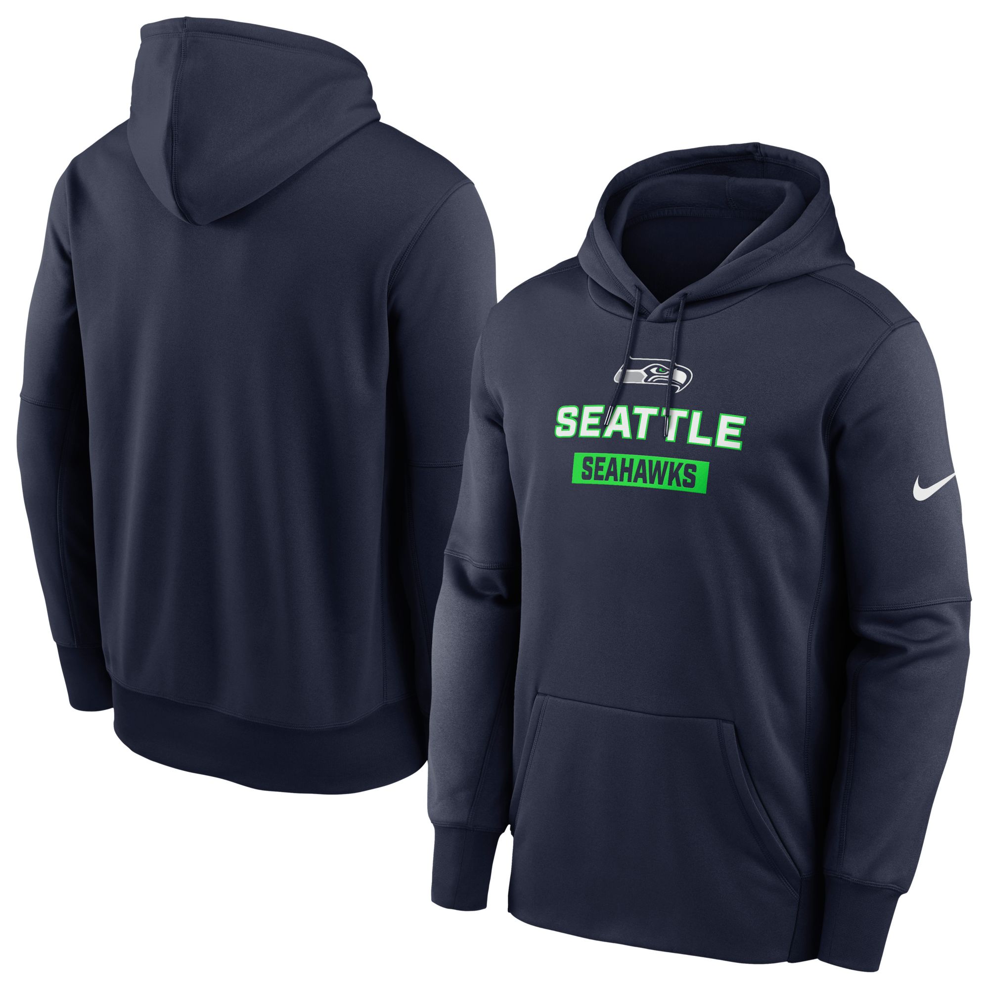 Nike Men's Seattle Seahawks College Navy Therma Pullover Hoodie product image