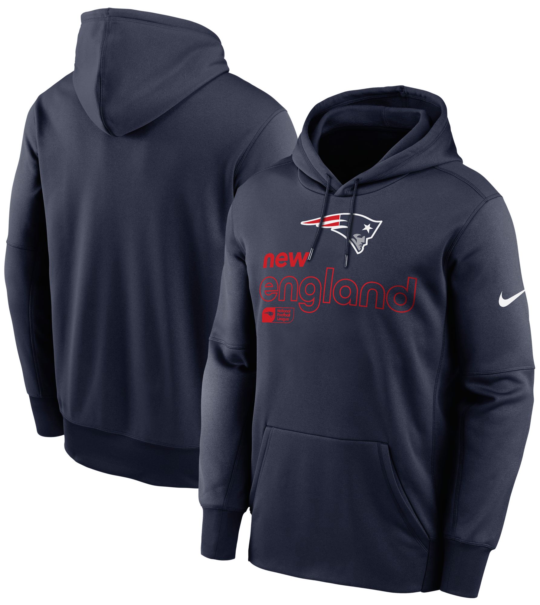 Nike Men's New England Patriots Therma-FIT College Navy Pullover Hoodie product image