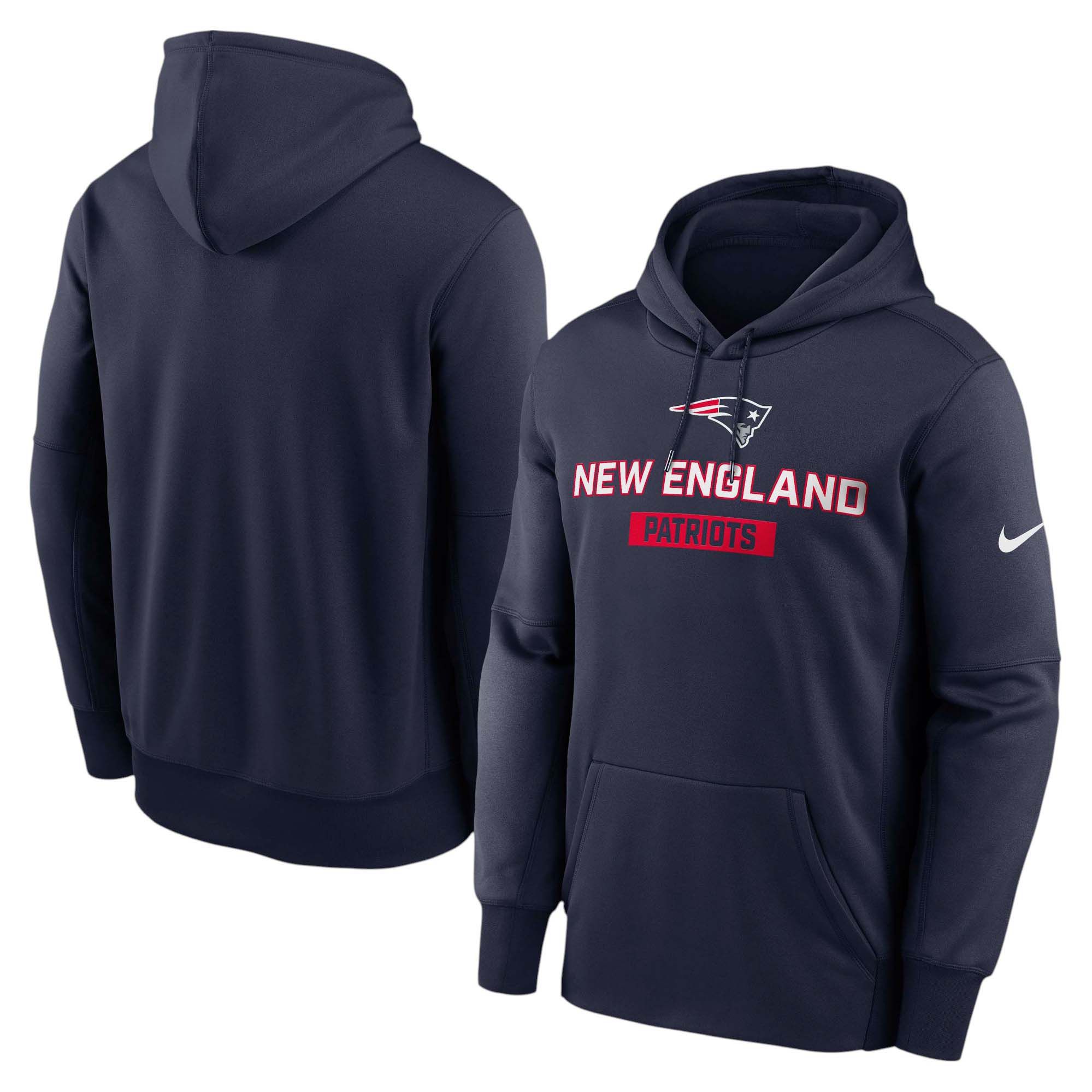 Nike Men's New England Patriots College Navy Therma Pullover Hoodie product image
