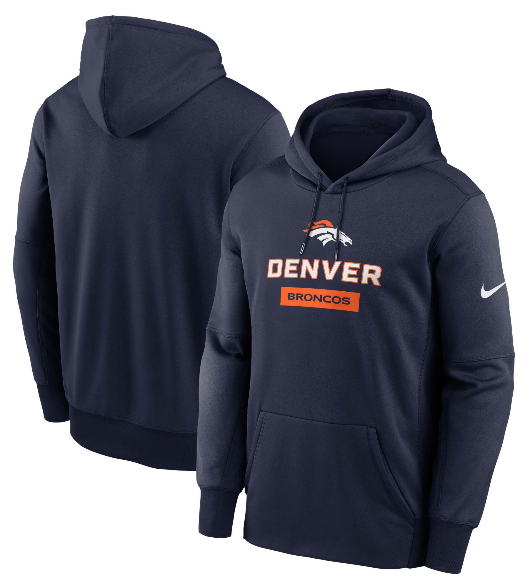 Nike Men's Denver Broncos College Navy Therma Pullover Hoodie product image