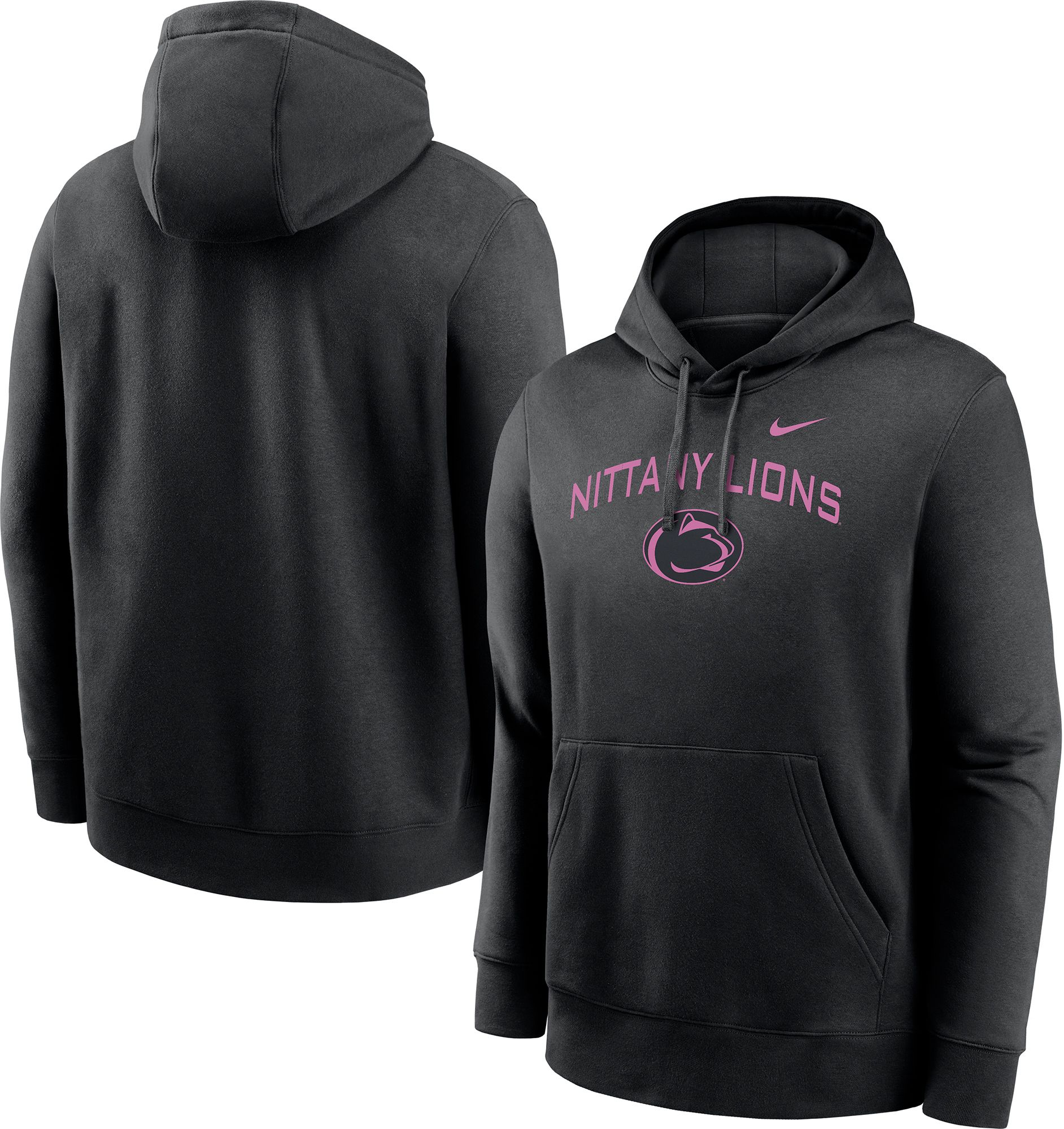 Nike Men's Penn State Nittany Lions Black Club Fleece Pink Throwback Pullover Hoodie product image