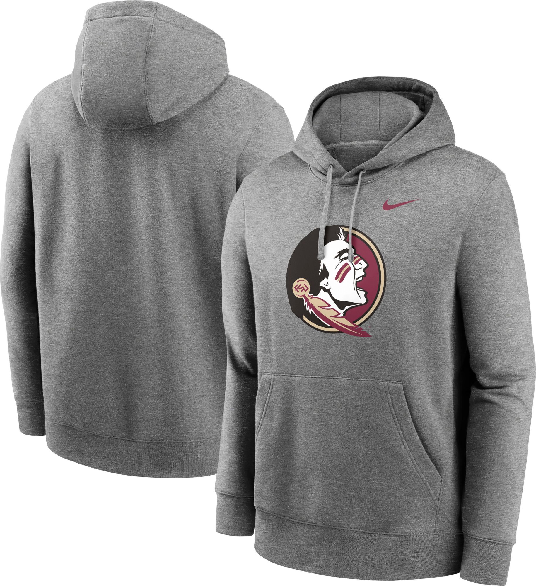 Nike Men's Florida State Seminoles Dk Grey Heather Logo Club Fleece Hoodie product image