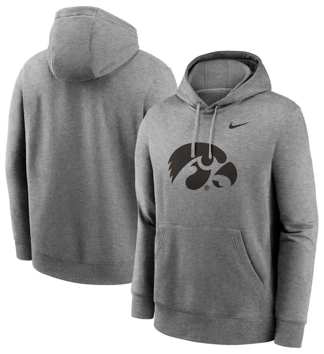 Nike Men's Iowa Hawkeyes Dark Grey Heather Primary Logo Pullover Hoodie product image