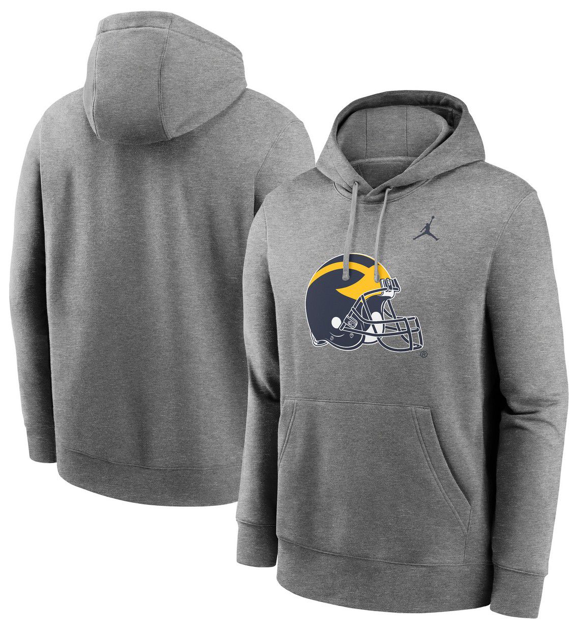 Jordan Men's Michigan Wolverines Dark Grey Heather Club Fleece Pullover Hoodie product image