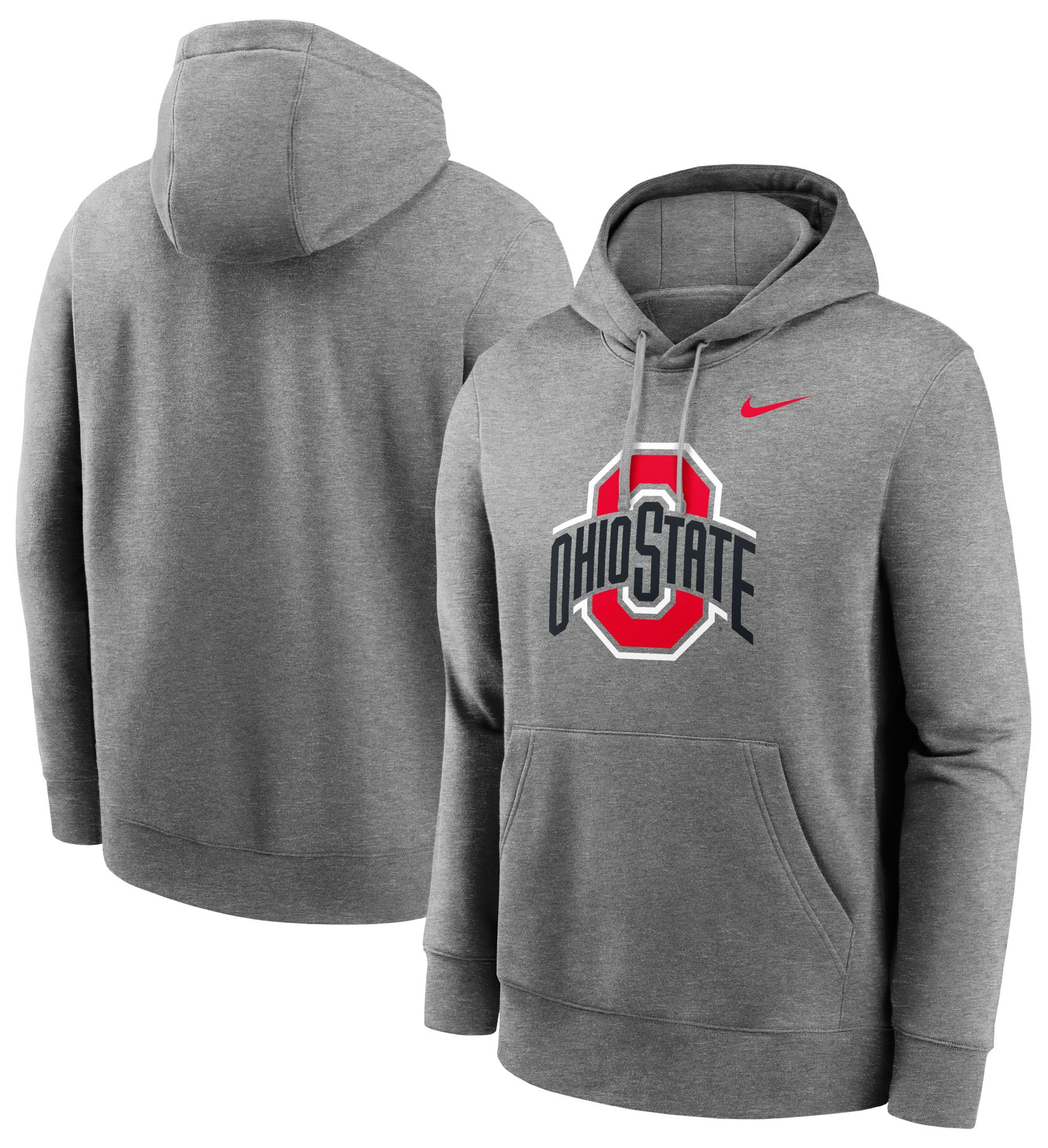 Nike Men's Ohio State Buckeyes Grey Club Fleece Primary Logo Pullover Hoodie product image