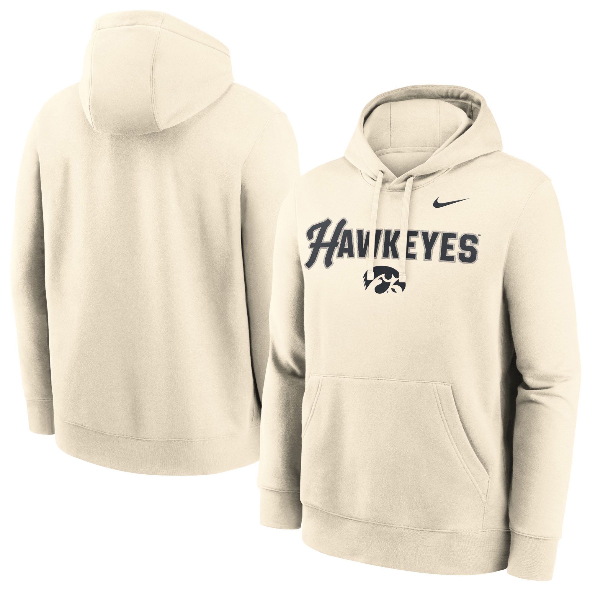 Nike Men's Iowa Hawkeyes Natural Club Fleece Tackle Twill Hoodie product image