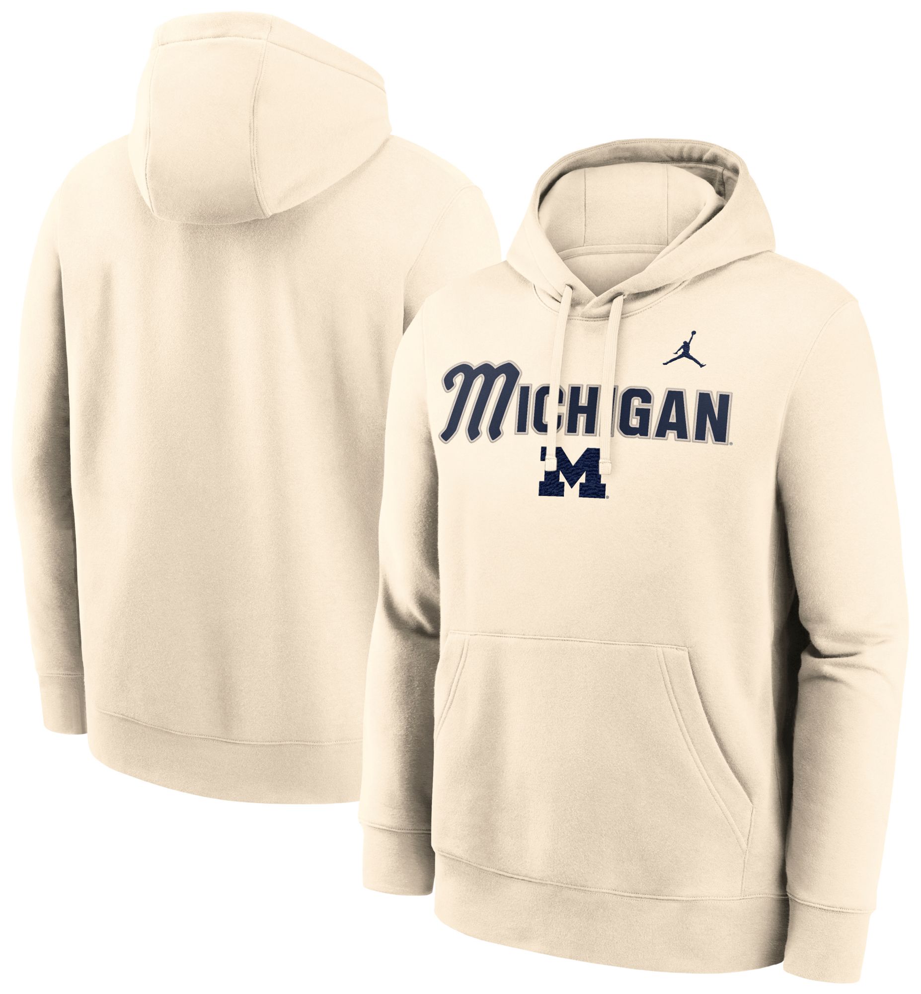 Jordan Men's Michigan Wolverines Natural Club Fleece Tackle Twill Hoodie product image