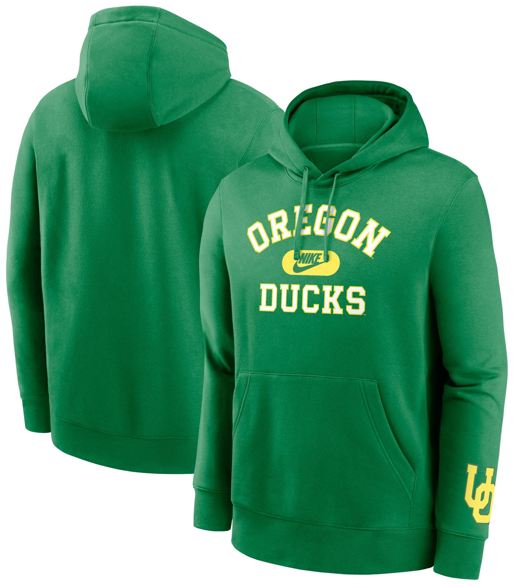 Nike Men's Oregon Ducks Green Retro Double-Hit Fleece Hoodie product image