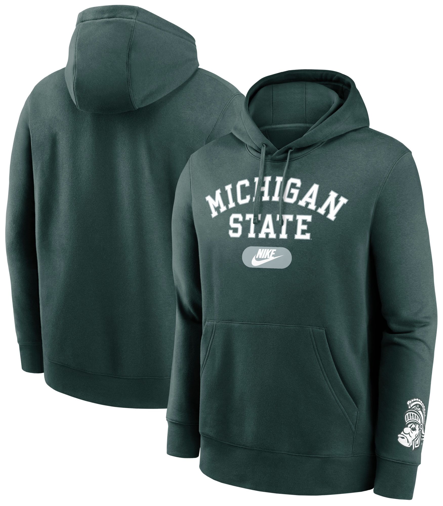 Nike Men's Michigan State Spartans Green Retro Double-Hit Fleece Hoodie product image