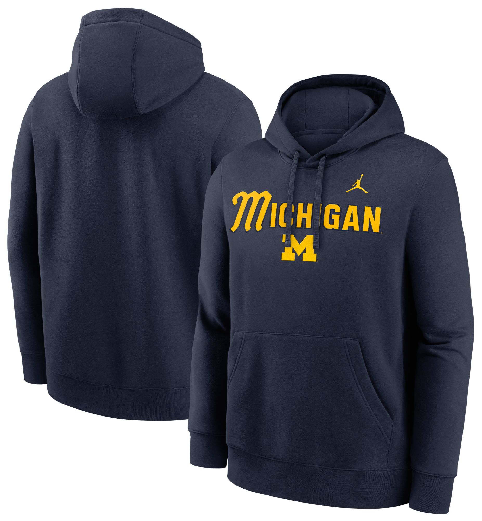 Jordan Men's Michigan Wolverines College Navy Club Fleece Tackle Twill Hoodie product image