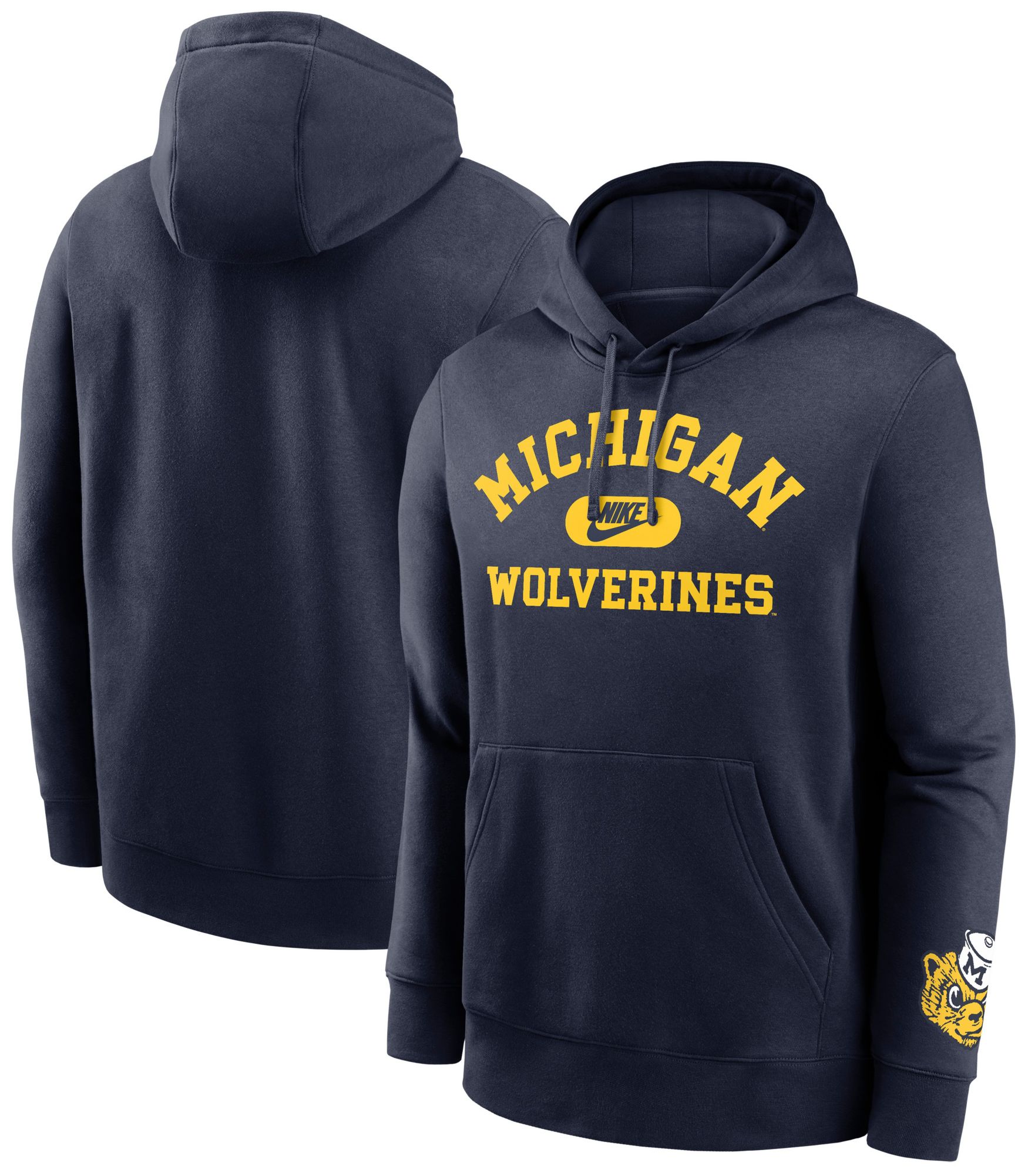 Nike Men's Michigan Wolverines Navy Retro Double-Hit Fleece Hoodie product image