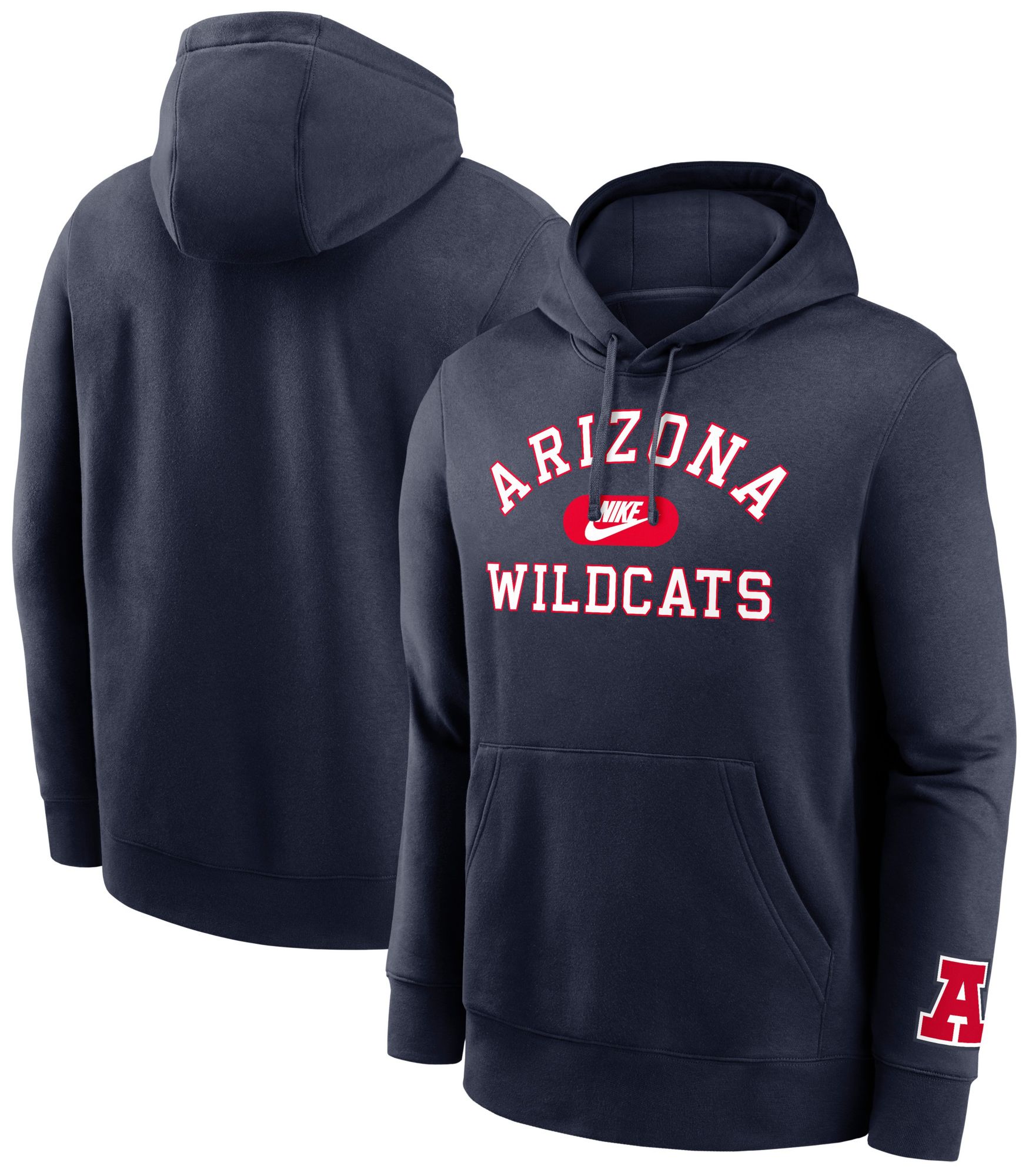 Nike Men's Arizona Wildcats Navy Club Fleece Retro Double-Hit Pullover Hoodie product image