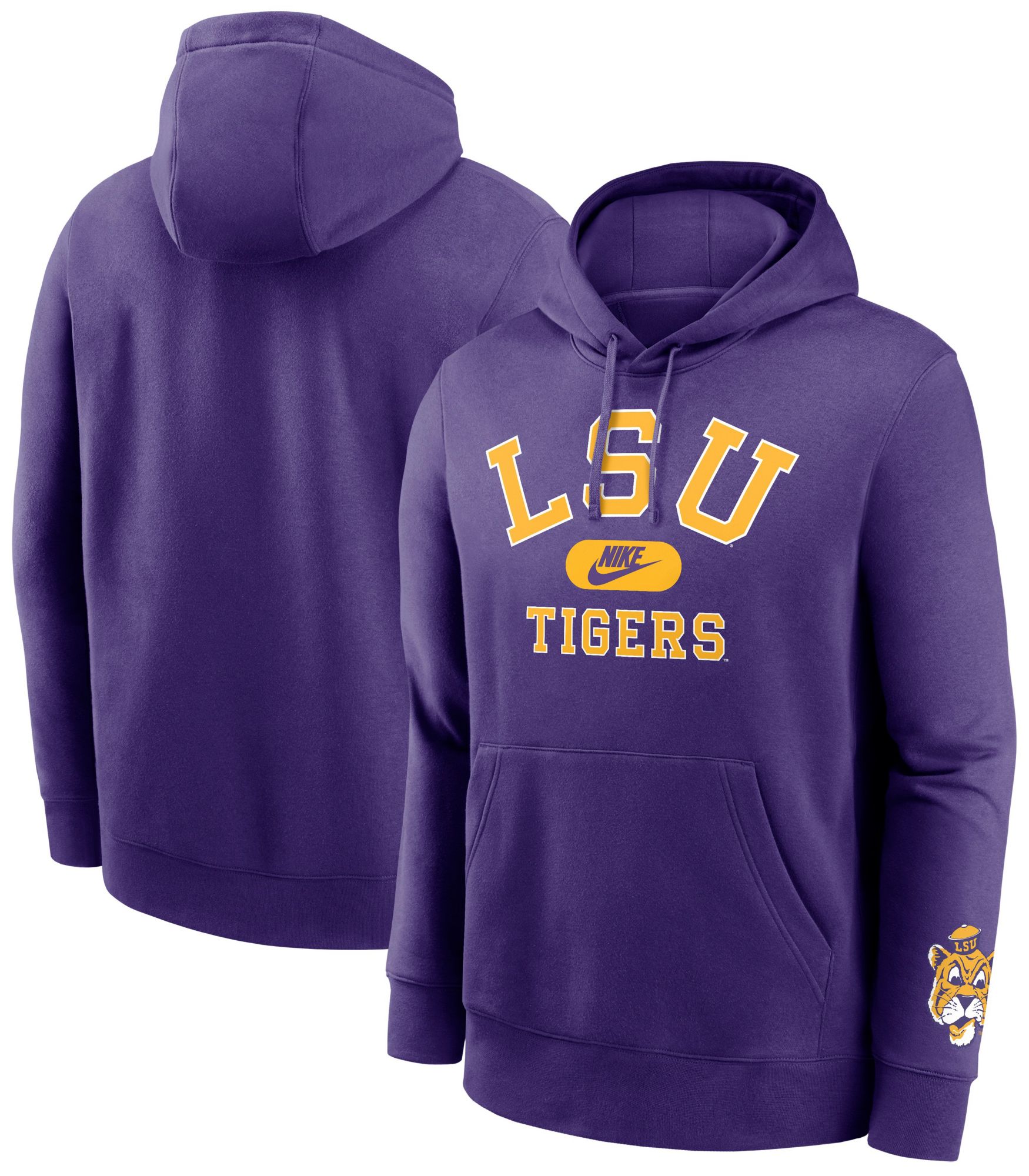 Nike Men's LSU Tigers Purple Club Fleece Retro Double-Hit Pullover Hoodie product image