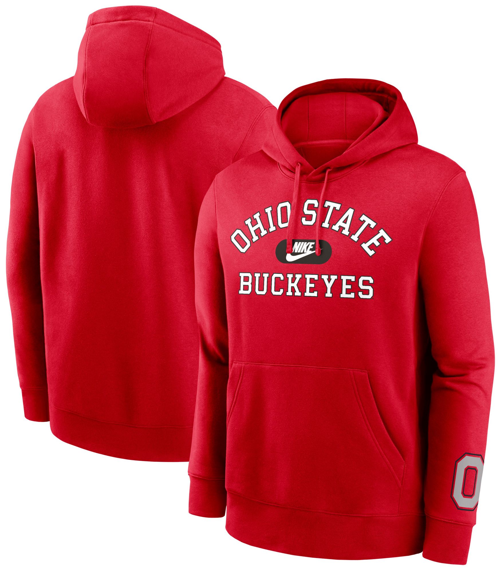Nike Men's Ohio State Buckeyes Scarlet Club Fleece Retro Double-Hit Pullover Hoodie product image