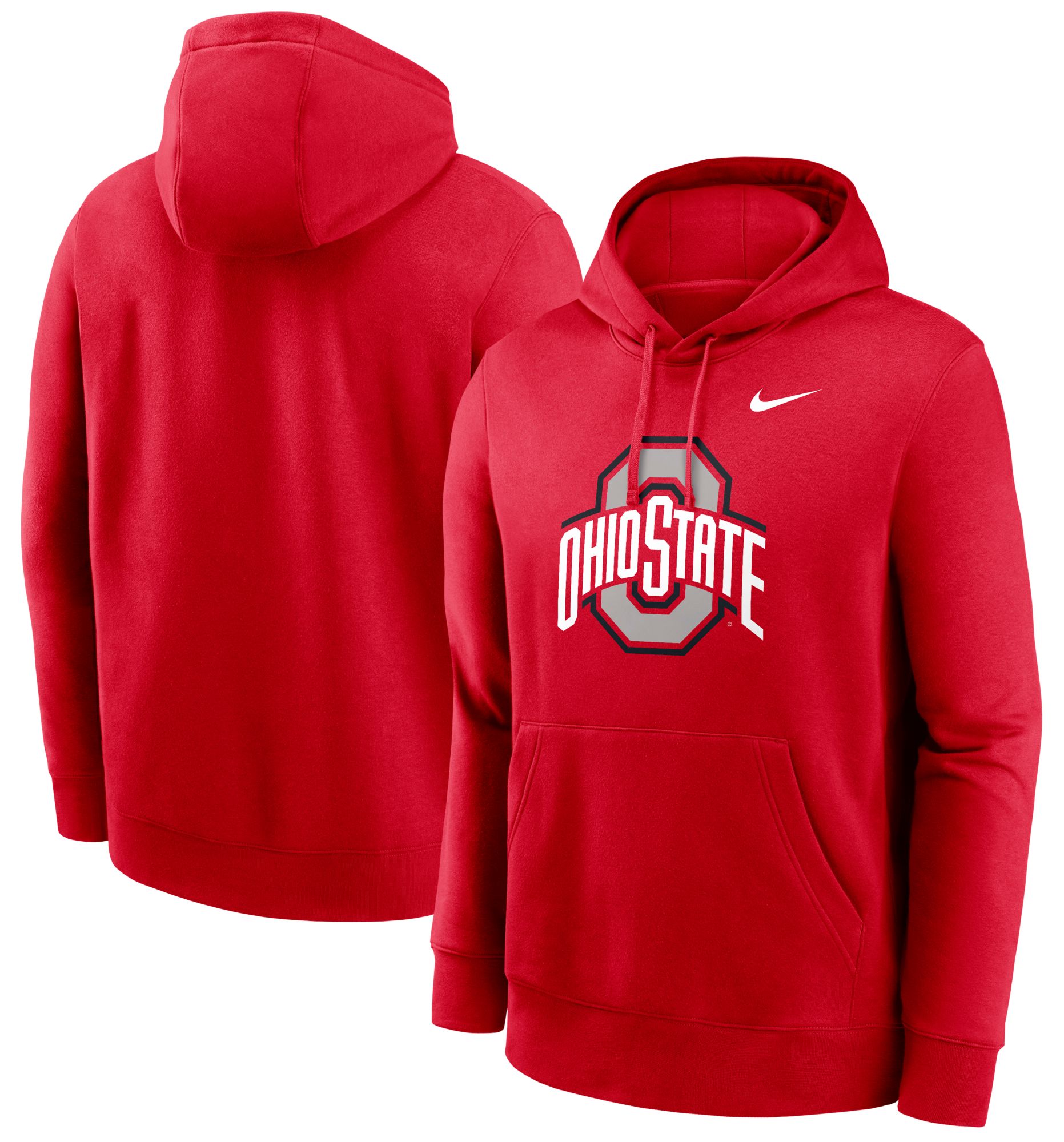 Nike Men's Ohio State Buckeyes Scarlet Club Fleece Primary Logo Pullover Hoodie product image