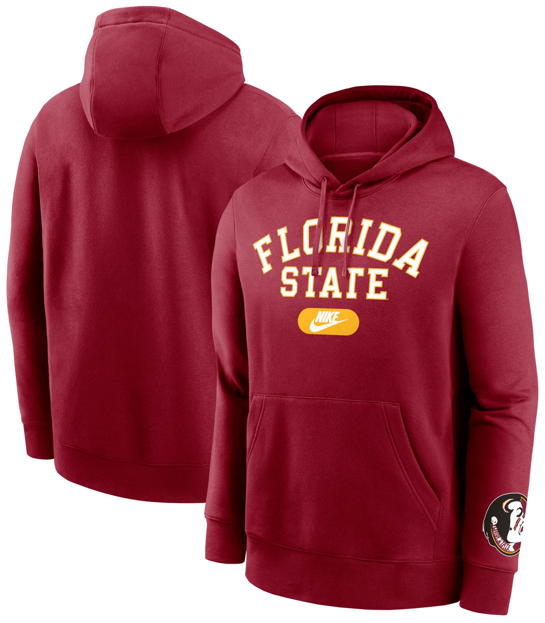 Nike Men's Florida State Seminoles Crimson Club Fleece Retro Double-Hit Pullover Hoodie product image