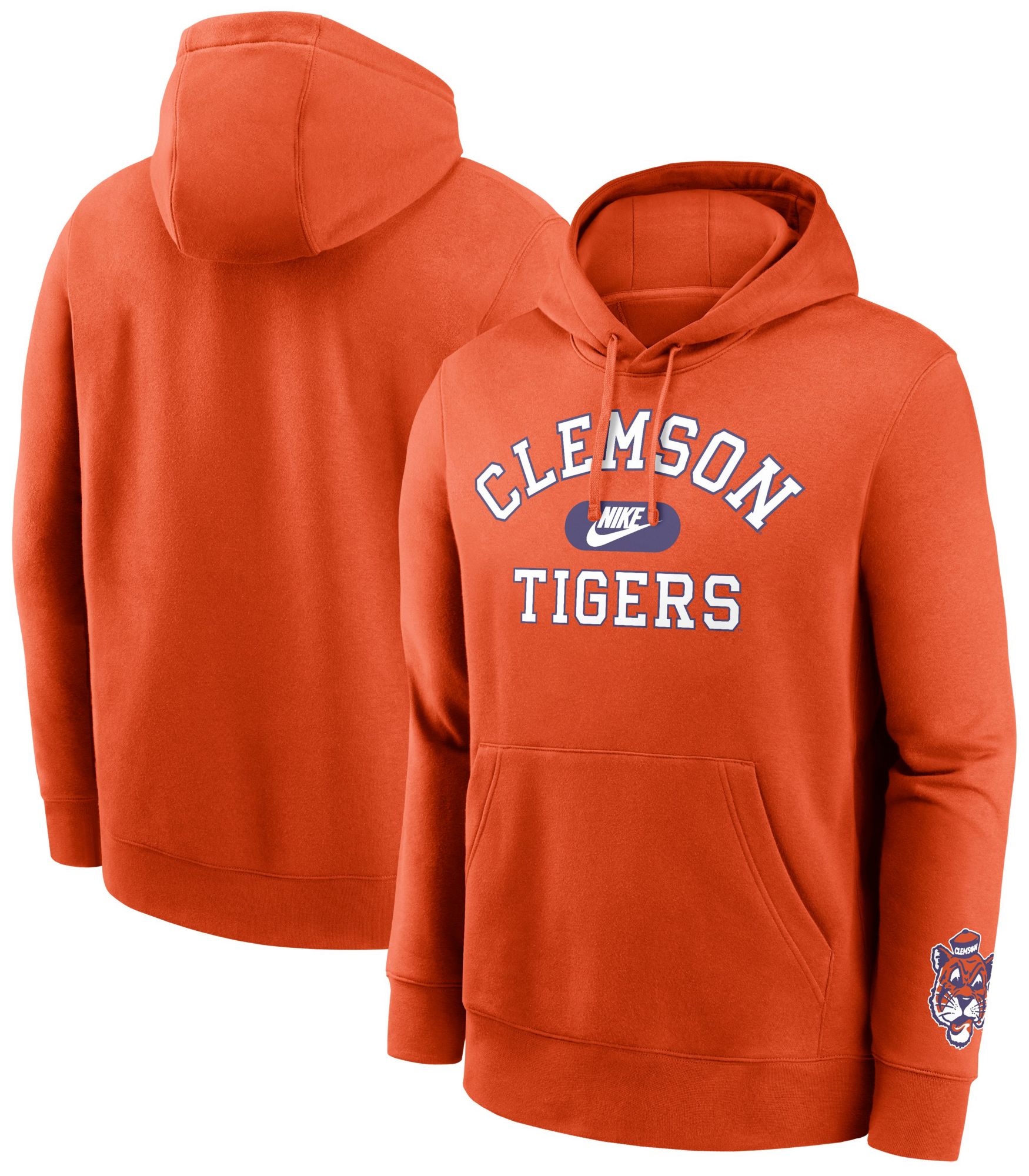 Nike Men's Clemson Tigers Orange Club Fleece Retro Double-Hit Pullover Hoodie product image