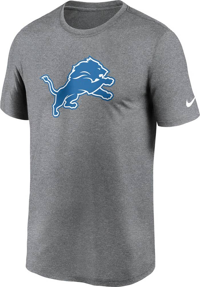 Men's Nike Heathered Gray Detroit Lions Primary Logo T-Shirt