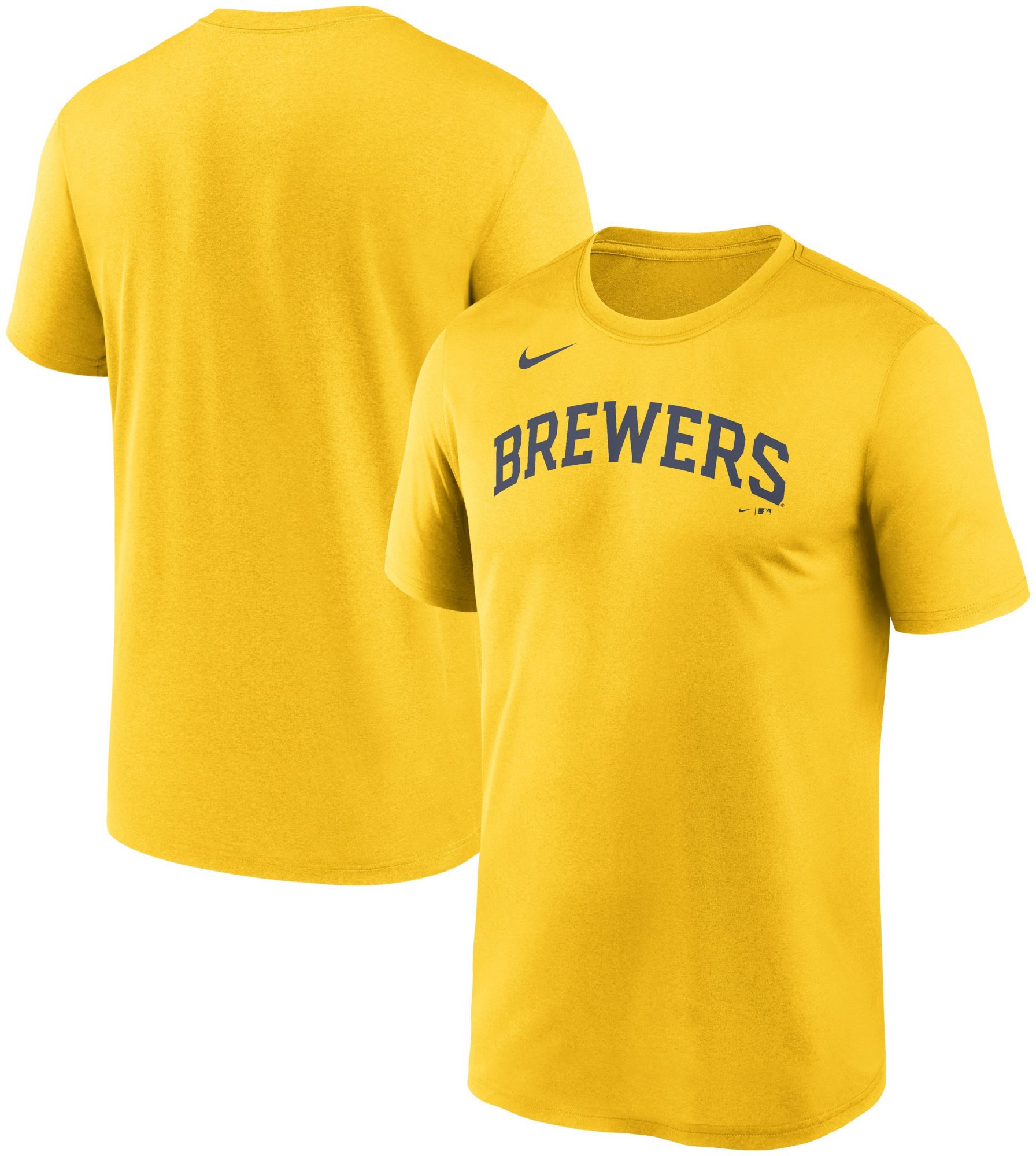 Nike Men's Milwaukee Brewers Yellow Wordmark Legend T-Shirt product image