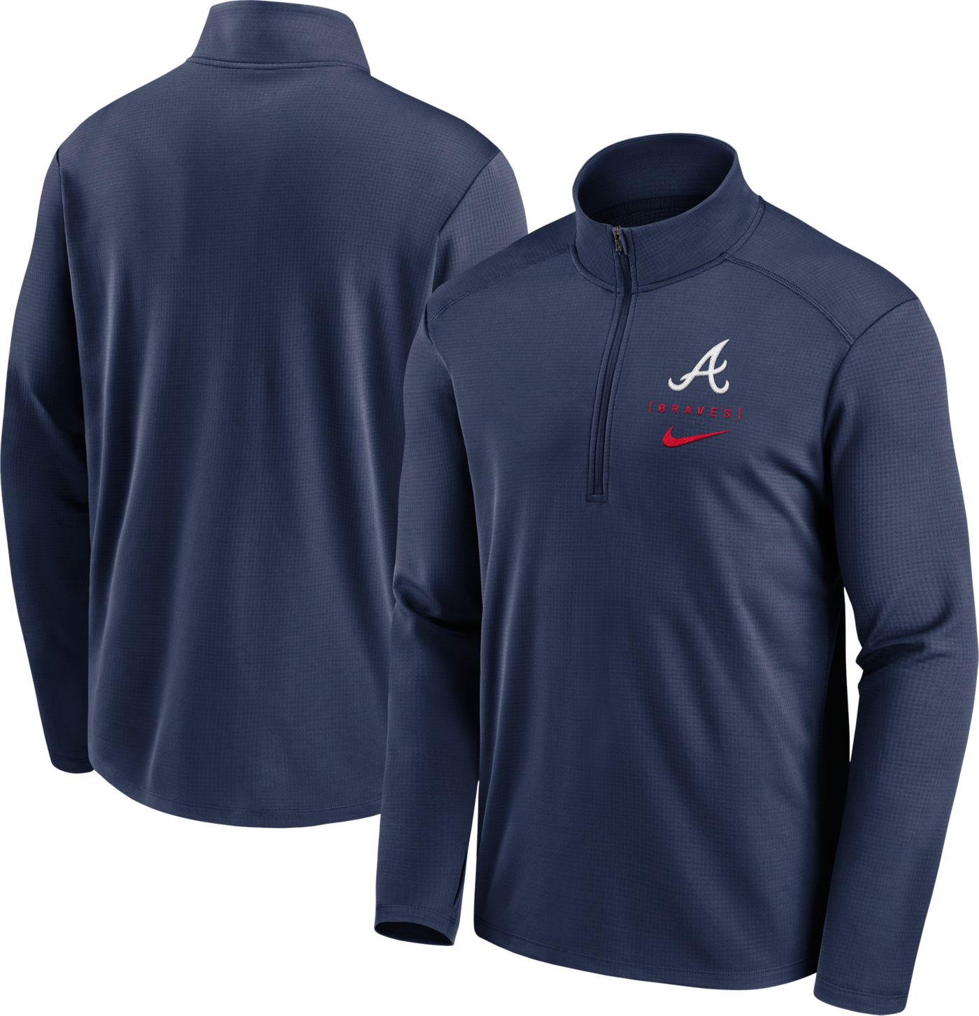 2024 NWT Atlanta Braves Nike Hoodie Mens Charcoal Gray Pullover Half Zip MLB