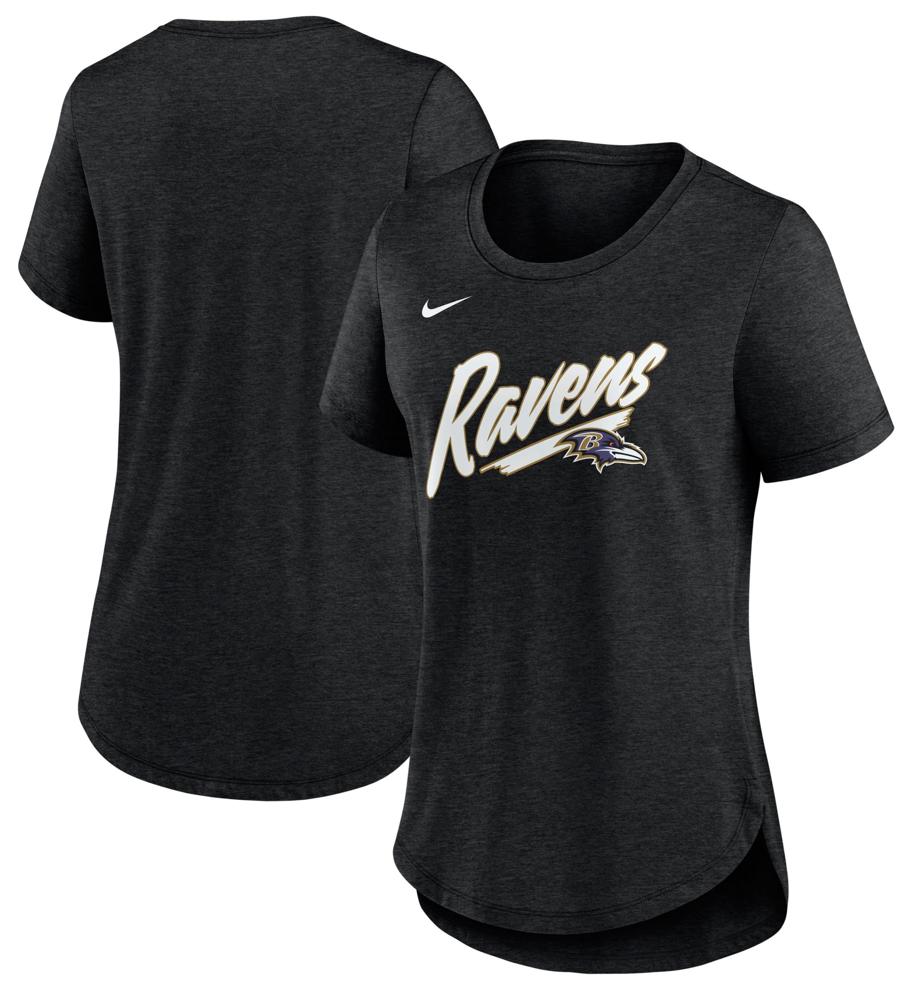 Nike Women's Baltimore Ravens Black Heather Triblend Script T