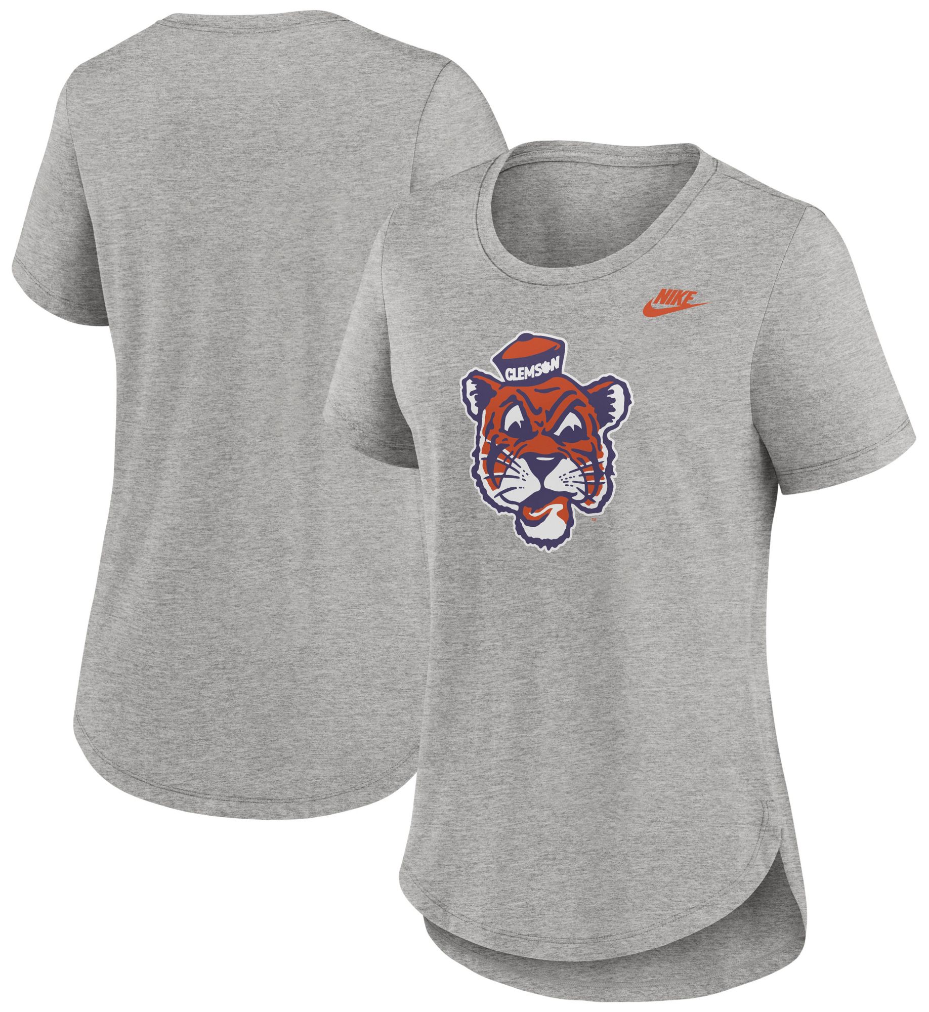 Nike Women's Clemson Tigers Grey Heather Throwback Logo T-Shirt product image