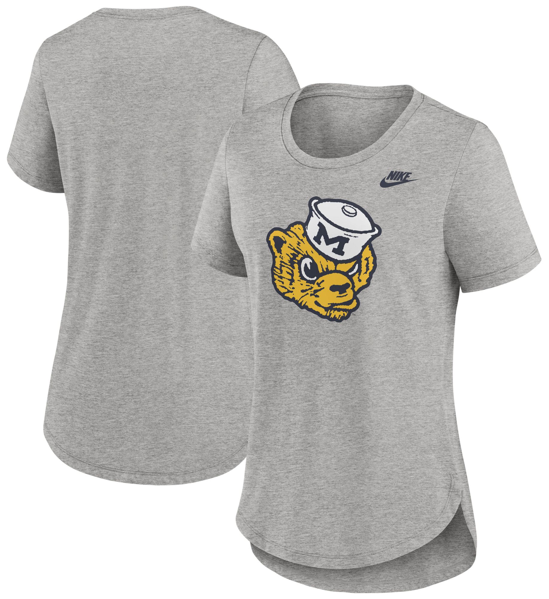 Nike Women's Michigan Wolverines Grey Heather Legacy Logo T-Shirt product image