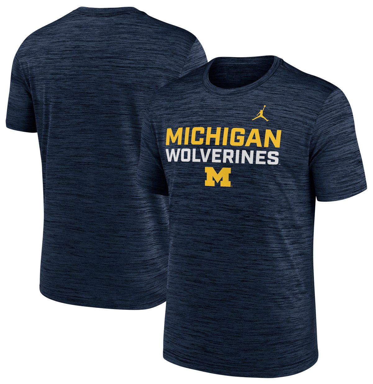 Jordan Men's Michigan Wolverines College Navy Velocity Stack T-Shirt product image