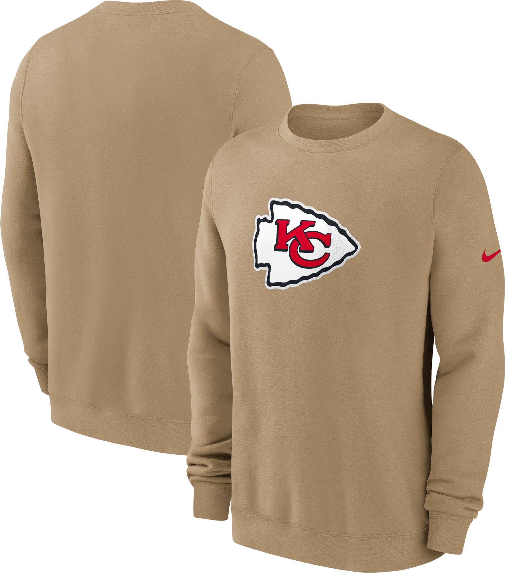 Nike Men's Kansas City Chiefs Parachute Beige Rewind Crew Pullover Sweatshirt product image