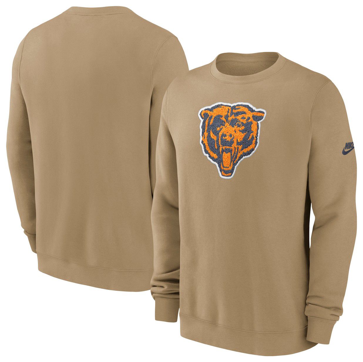 Nike Men's Chicago Bears Parachute Beige Rewind Club Fleece Crew Pullover Sweatshirt product image