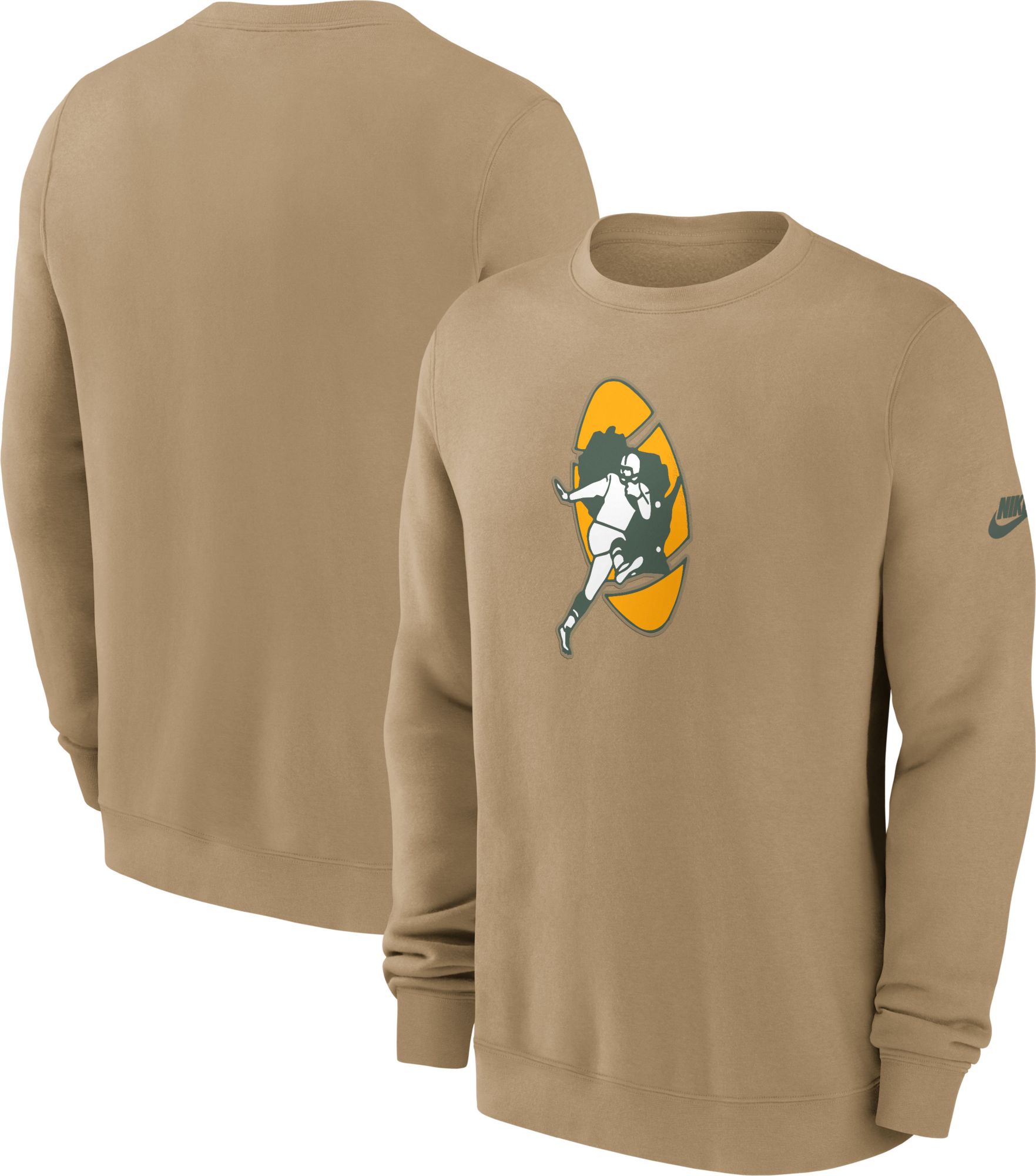 Nike Men's Green Bay Packers Parachute Beige Rewind Crew Pullover Sweatshirt product image