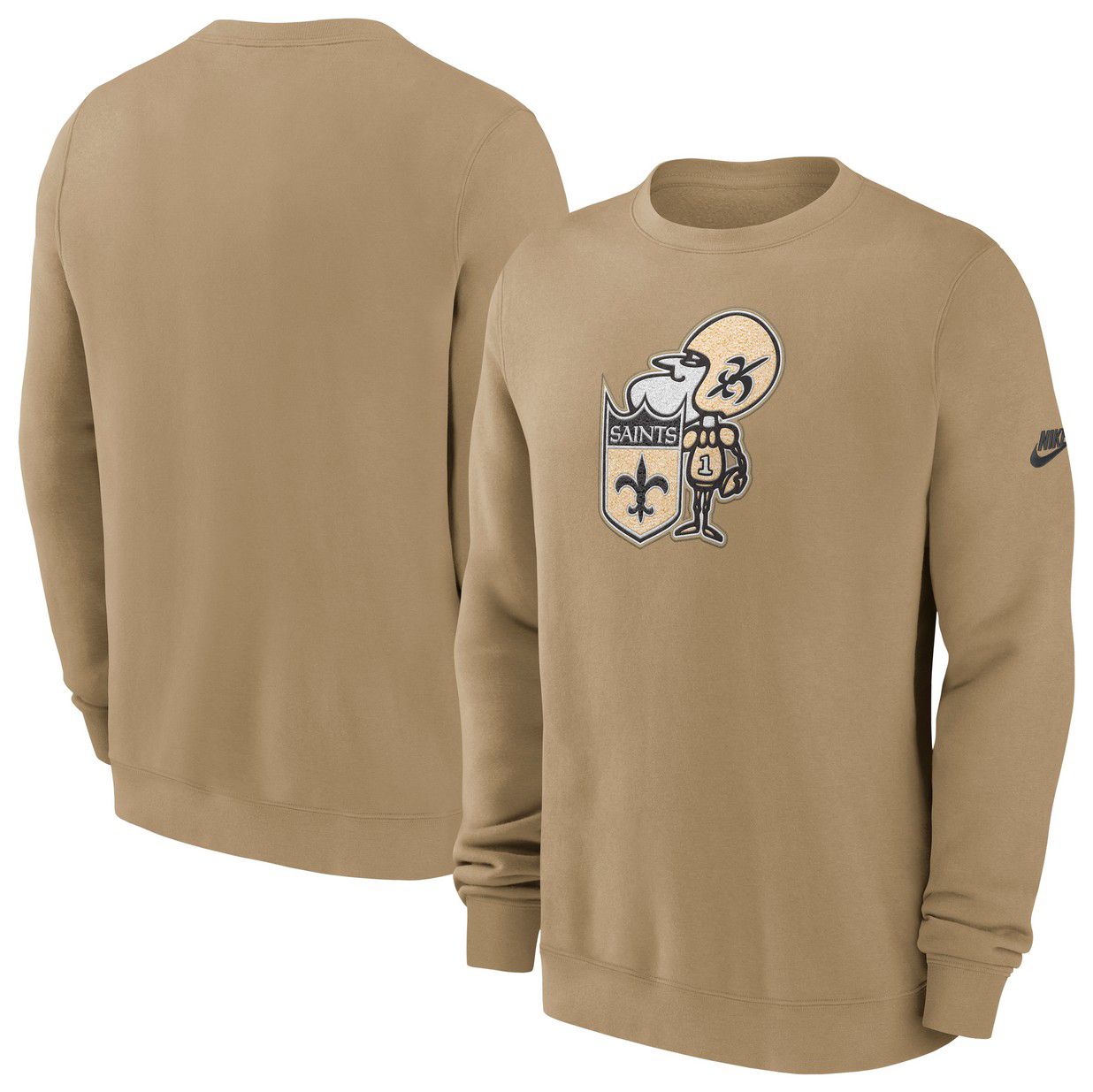 Nike Men's New Orleans Saints Parachute Beige Rewind Club Fleece Crew Pullover Sweatshirt product image