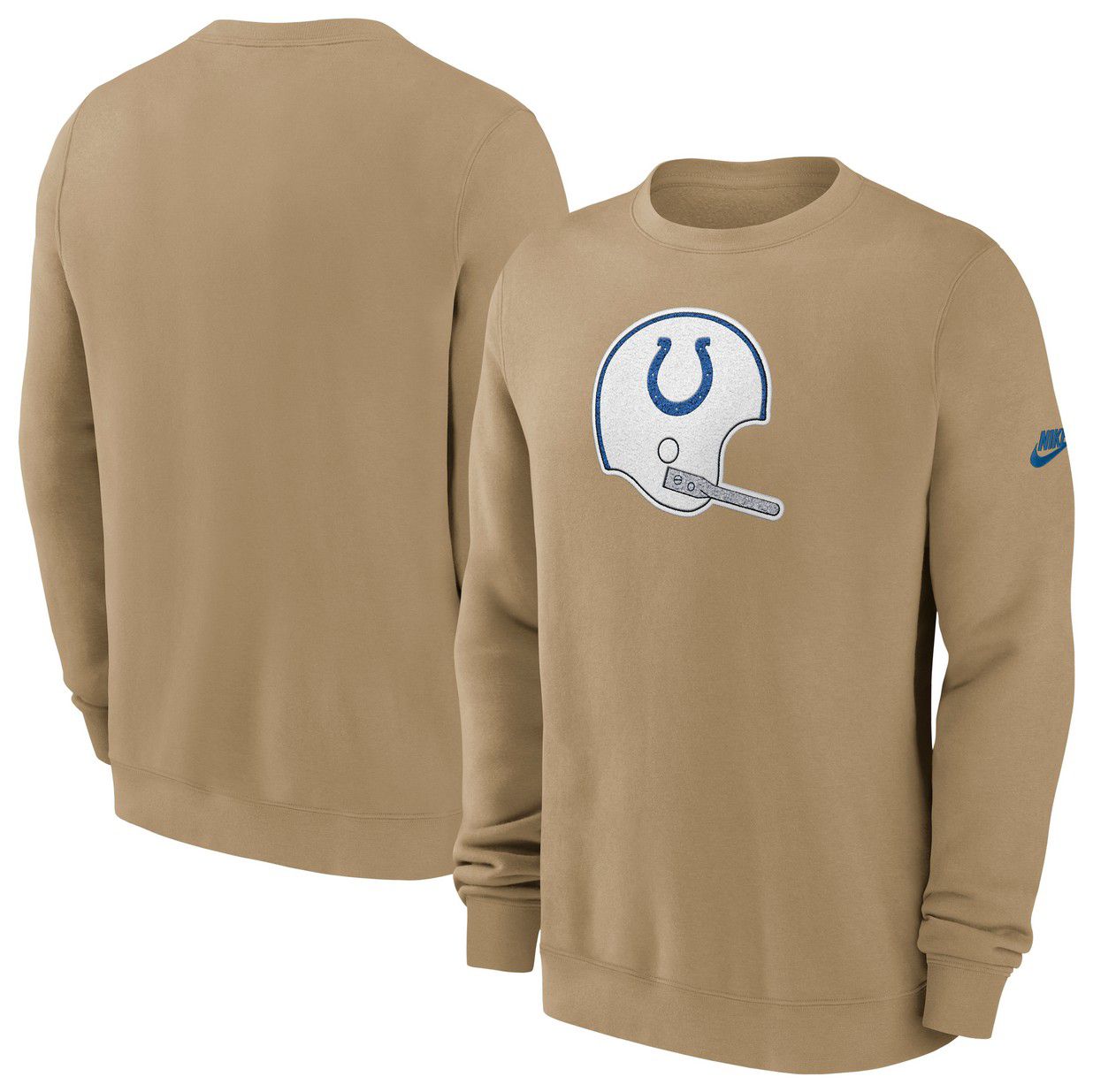 Nike Men's Indianapolis Colts Parachute Beige Rewind Club Fleece Crew Pullover Sweatshirt product image