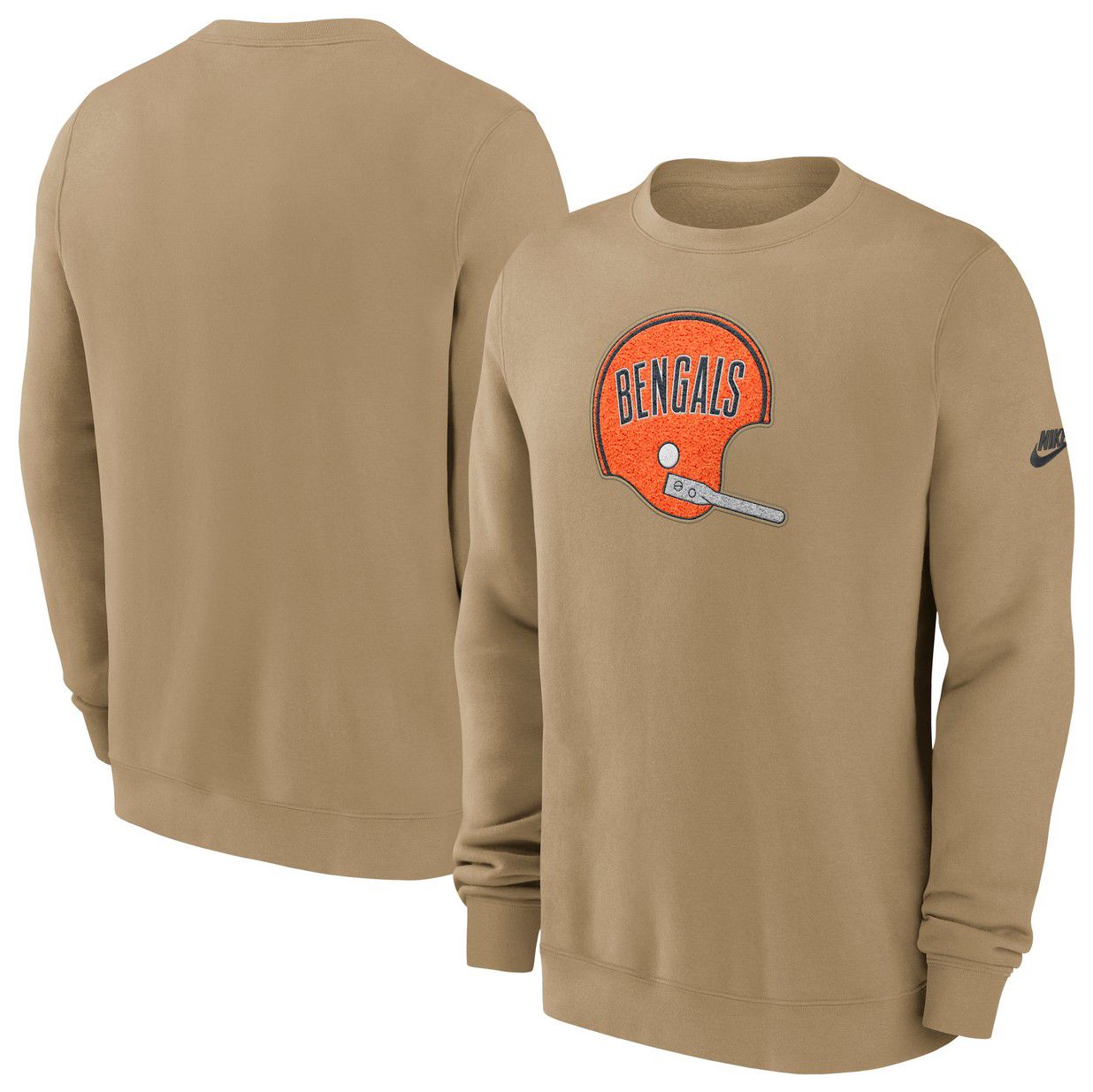 Nike Men's Cincinnati Bengals Parachute Beige Rewind Club Fleece Crew Pullover Sweatshirt product image