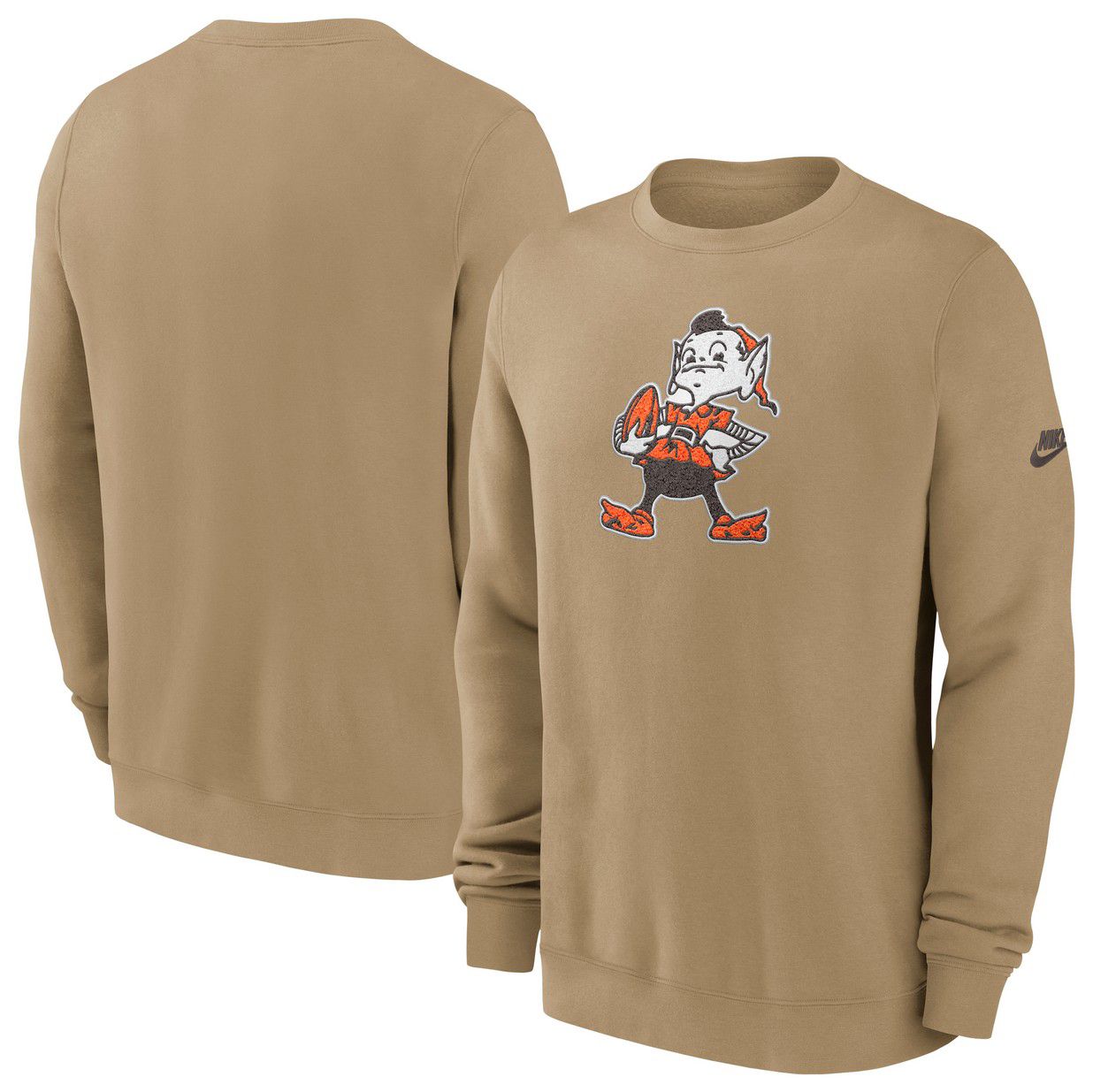 Nike Men's Cleveland Browns Parachute Beige Rewind Club Fleece Crew Pullover Sweatshirt product image
