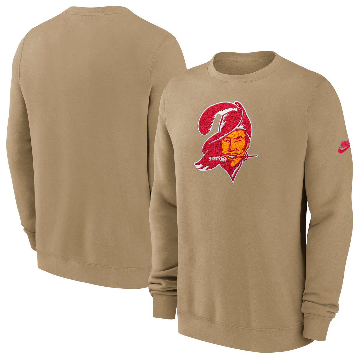 Nike Men's Tampa Bay Buccaneers Parachute Beige Rewind Club Fleece Crew Pullover Sweatshirt product image