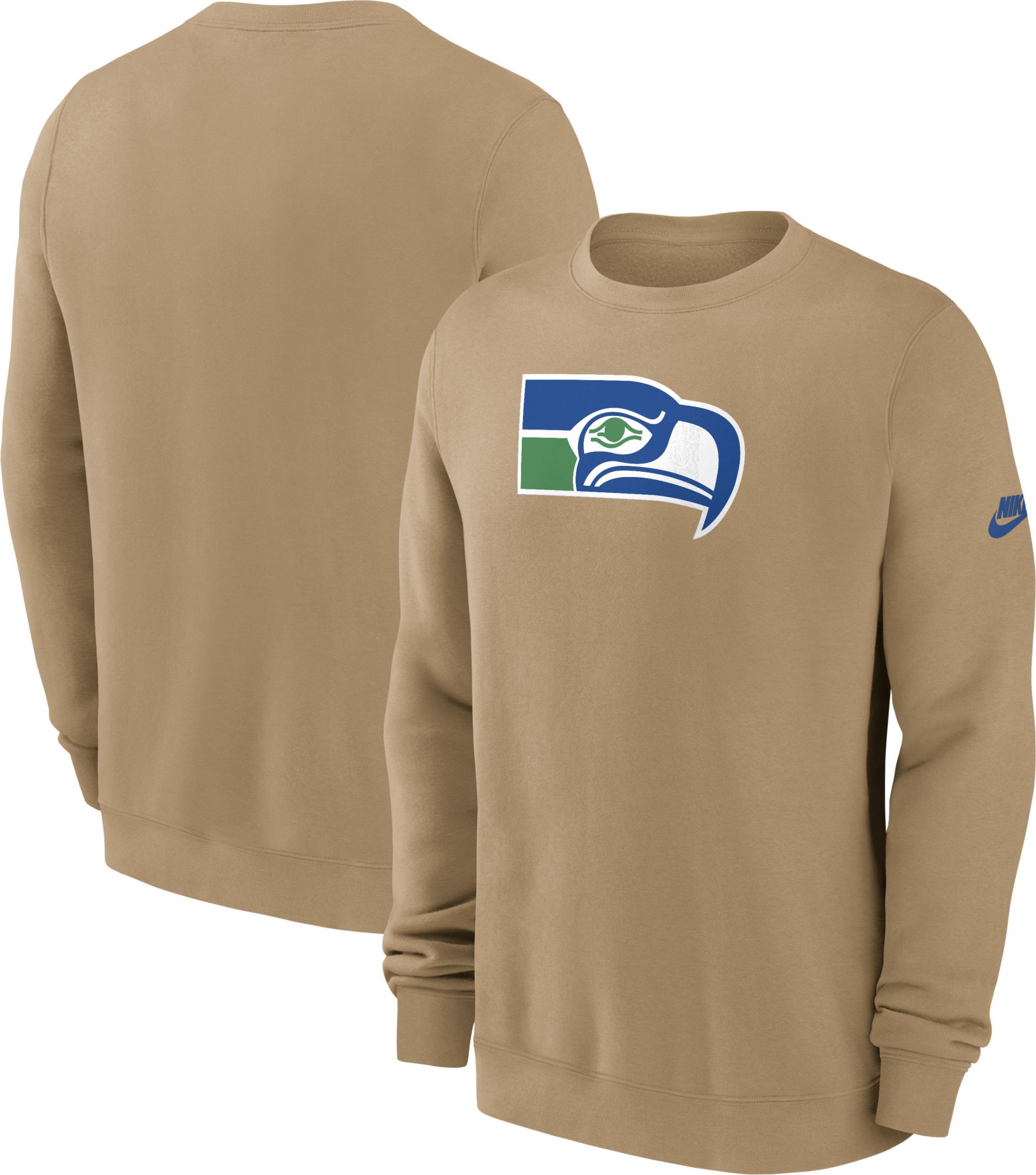 Nike Men's Seattle Seahawks Parachute Beige Rewind Crew Pullover Sweatshirt product image