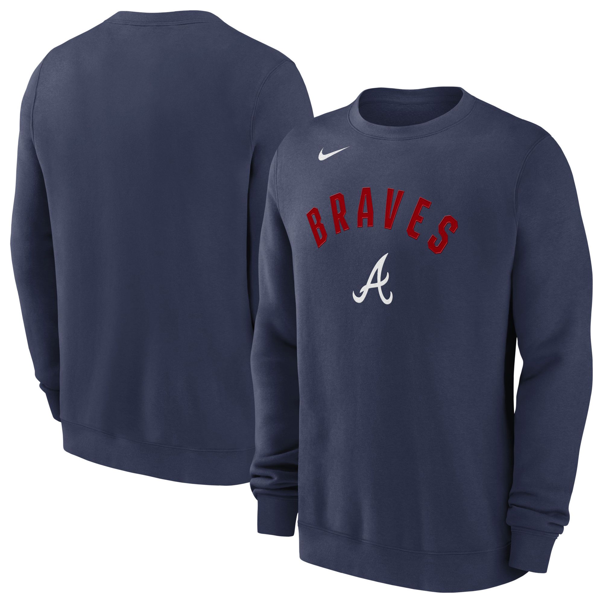 Nike Men's Atlanta Braves Navy Twill Crewneck Sweatshirt product image