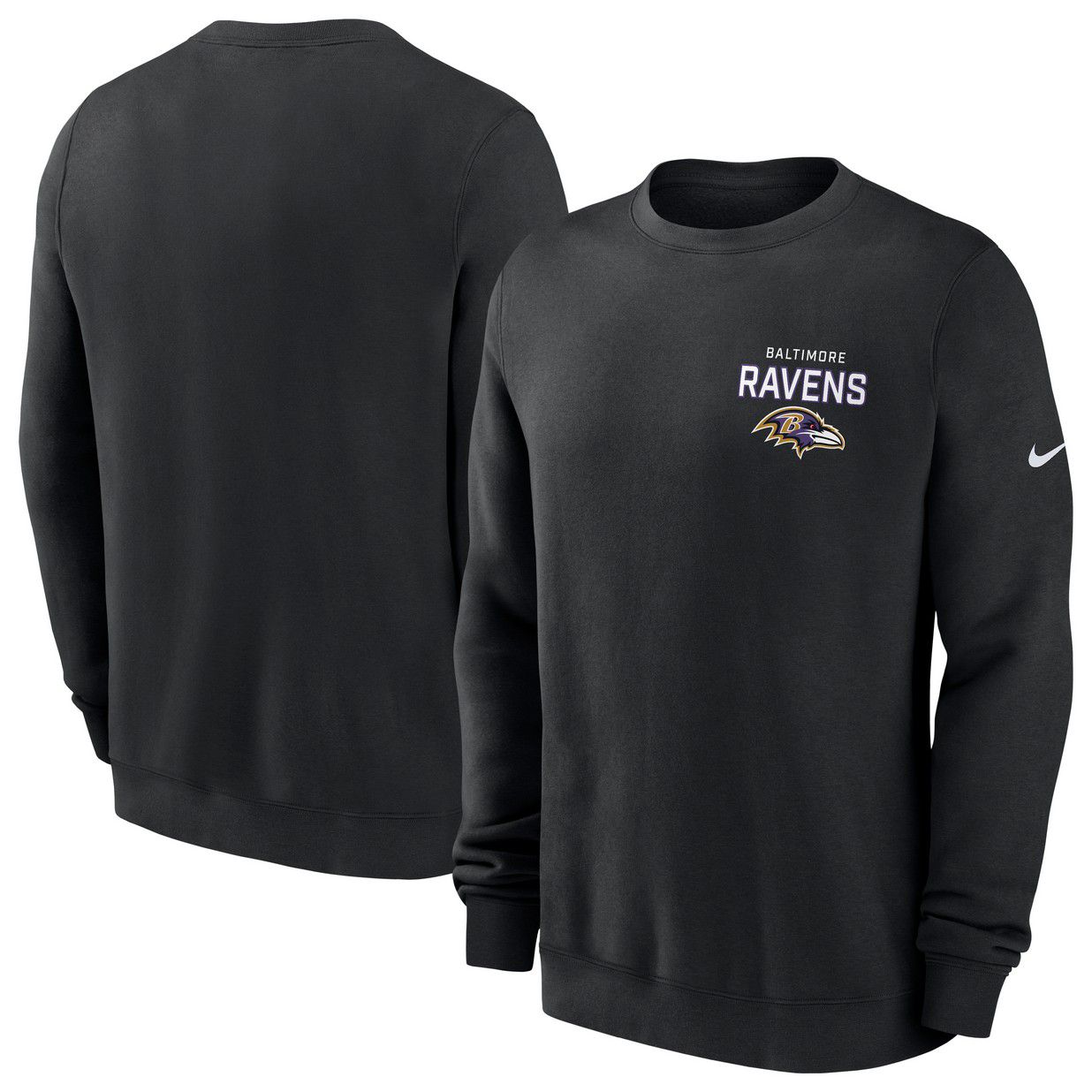 Nike Men's Baltimore Ravens Black Club Fleece Crew Pullover Sweatshirt product image