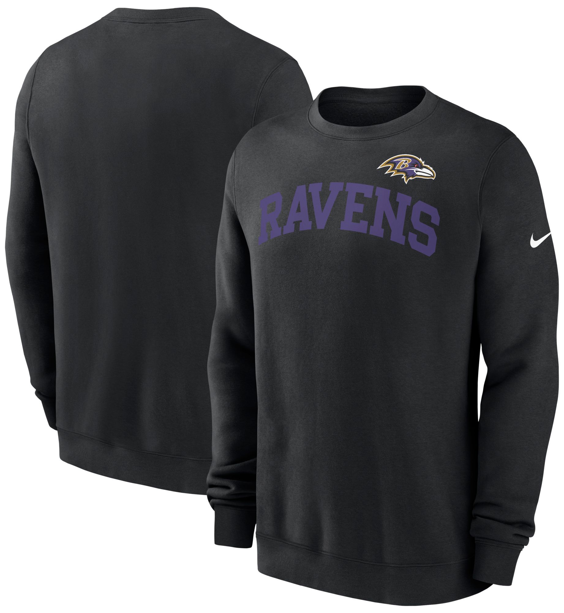 Nike Men's Baltimore Ravens Sideline Club Black Long Sleeve Crew Sweatshirt product image