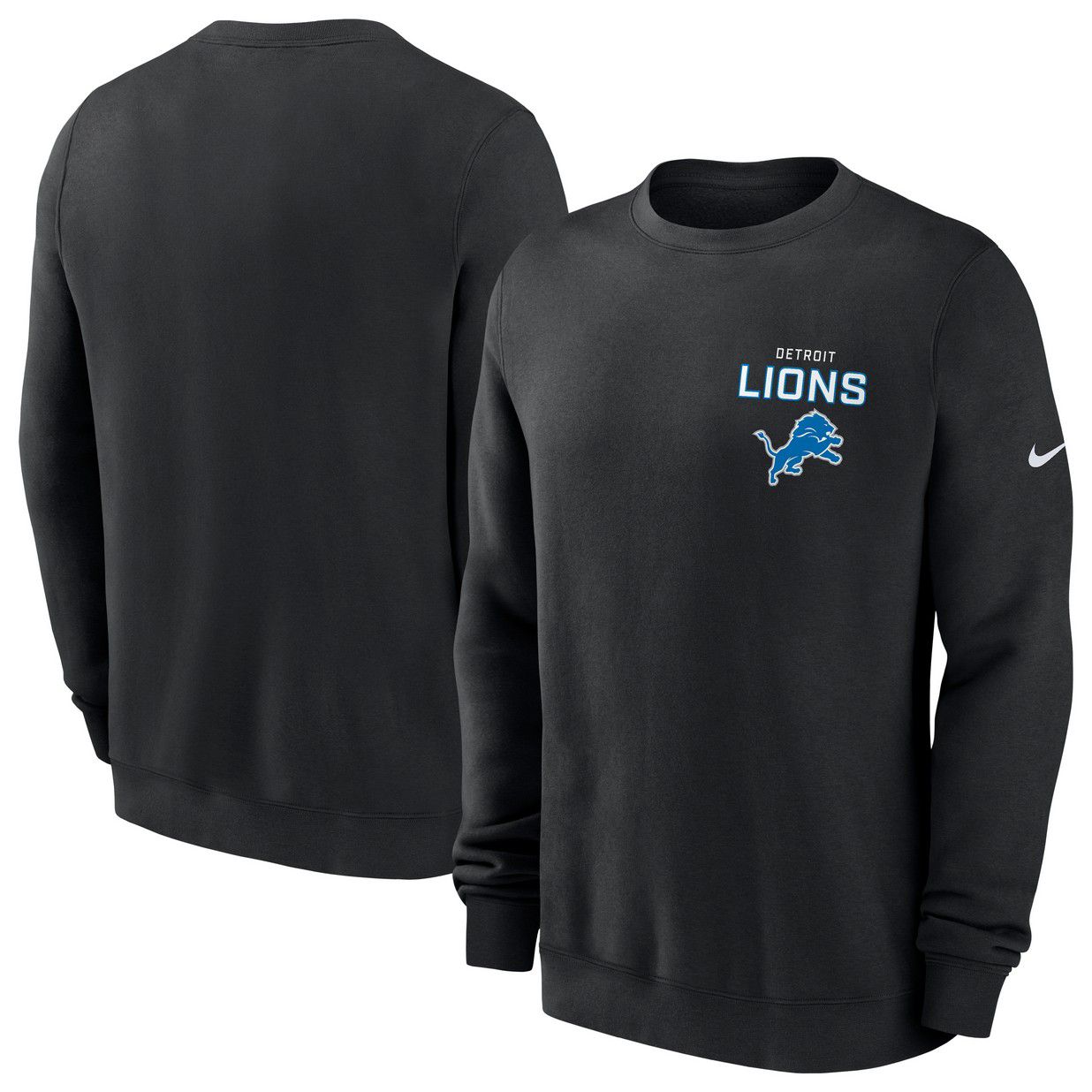Nike Men's Detroit Lions Black Club Fleece Crew Pullover Sweatshirt product image