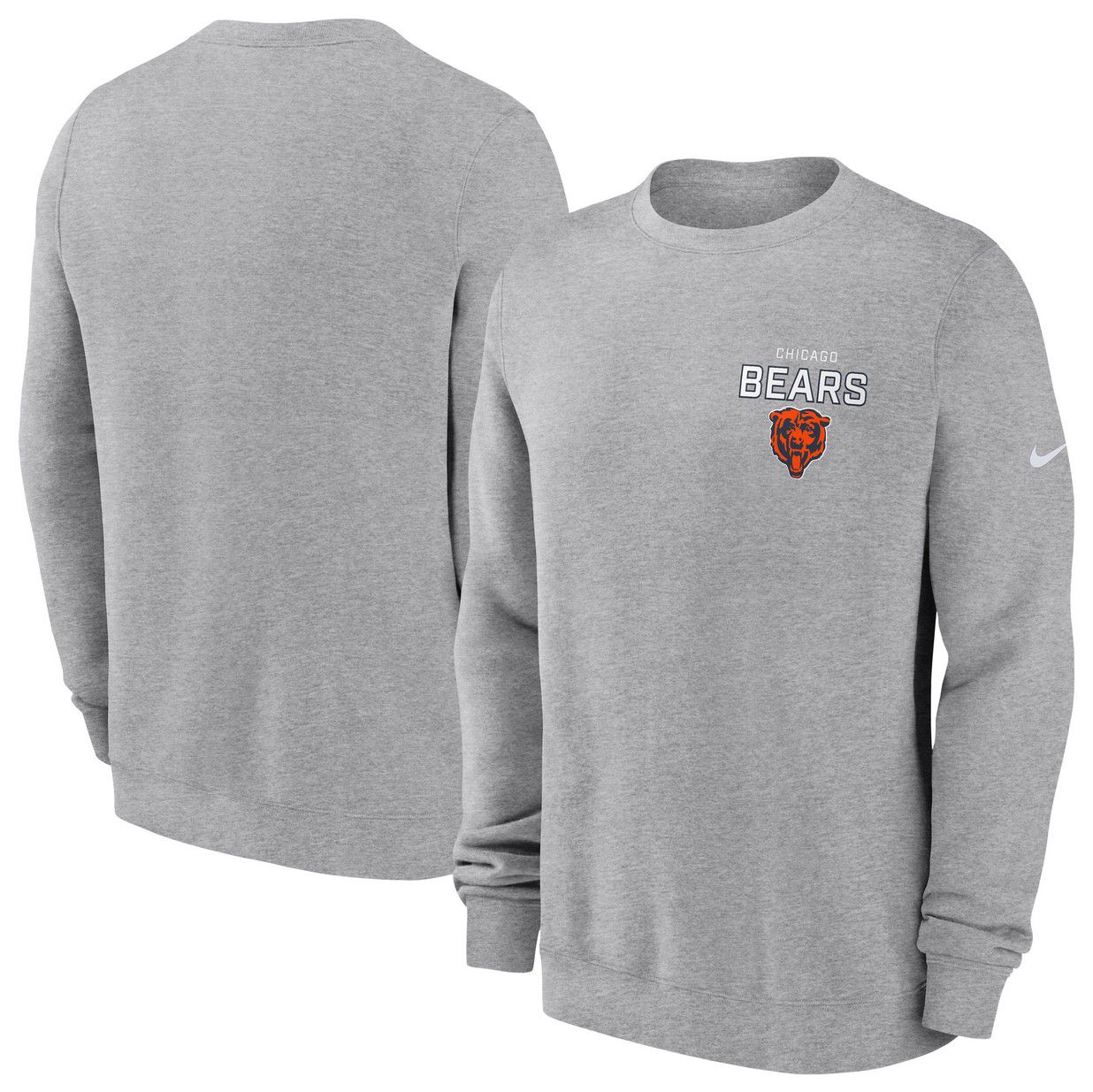 Nike Men's Chicago Bears Dark Grey Heather Club Fleece Crew Pullover Sweatshirt product image