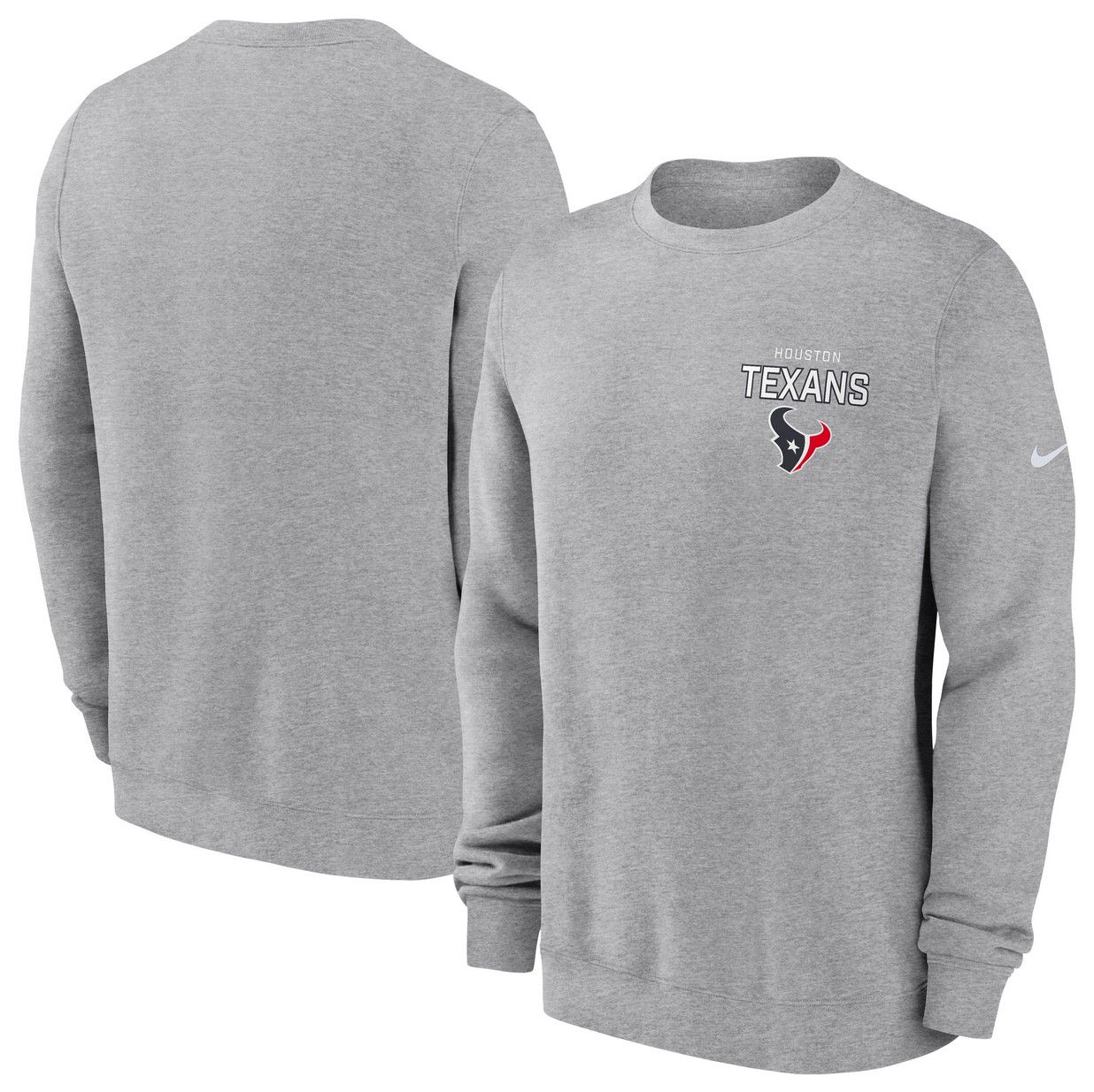 Nike Men's Houston Texans Dark Grey Heather Club Fleece Crew Pullover Sweatshirt product image