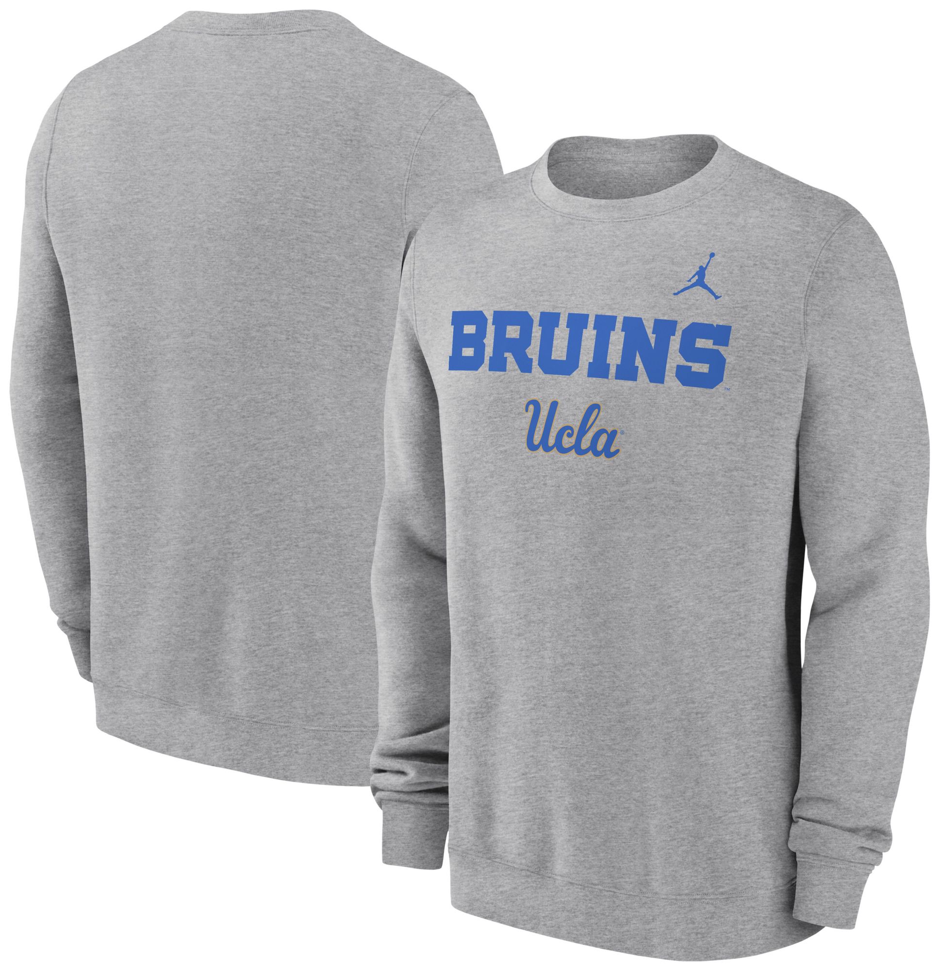 Jordan Men's UCLA Bruins Dark Grey Heather Club Fleece Wordmark Crew Neck Sweatshirt product image
