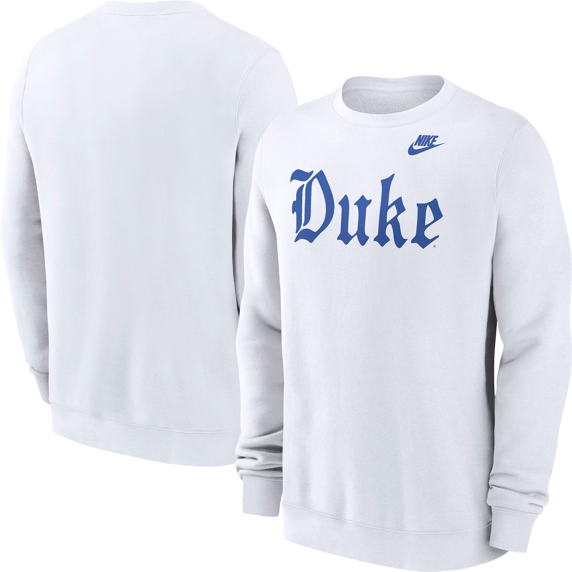 Nike Men's Duke Blue Devils White Old English Club Fleece Crewneck Sweatshirt product image