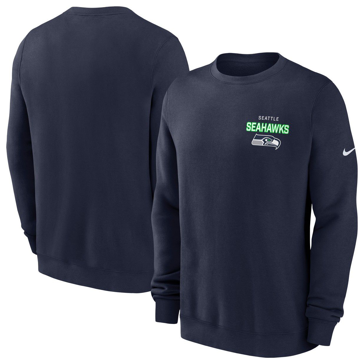 Nike Men's Seattle Seahawks College Navy Club Fleece Crew Pullover Sweatshirt product image