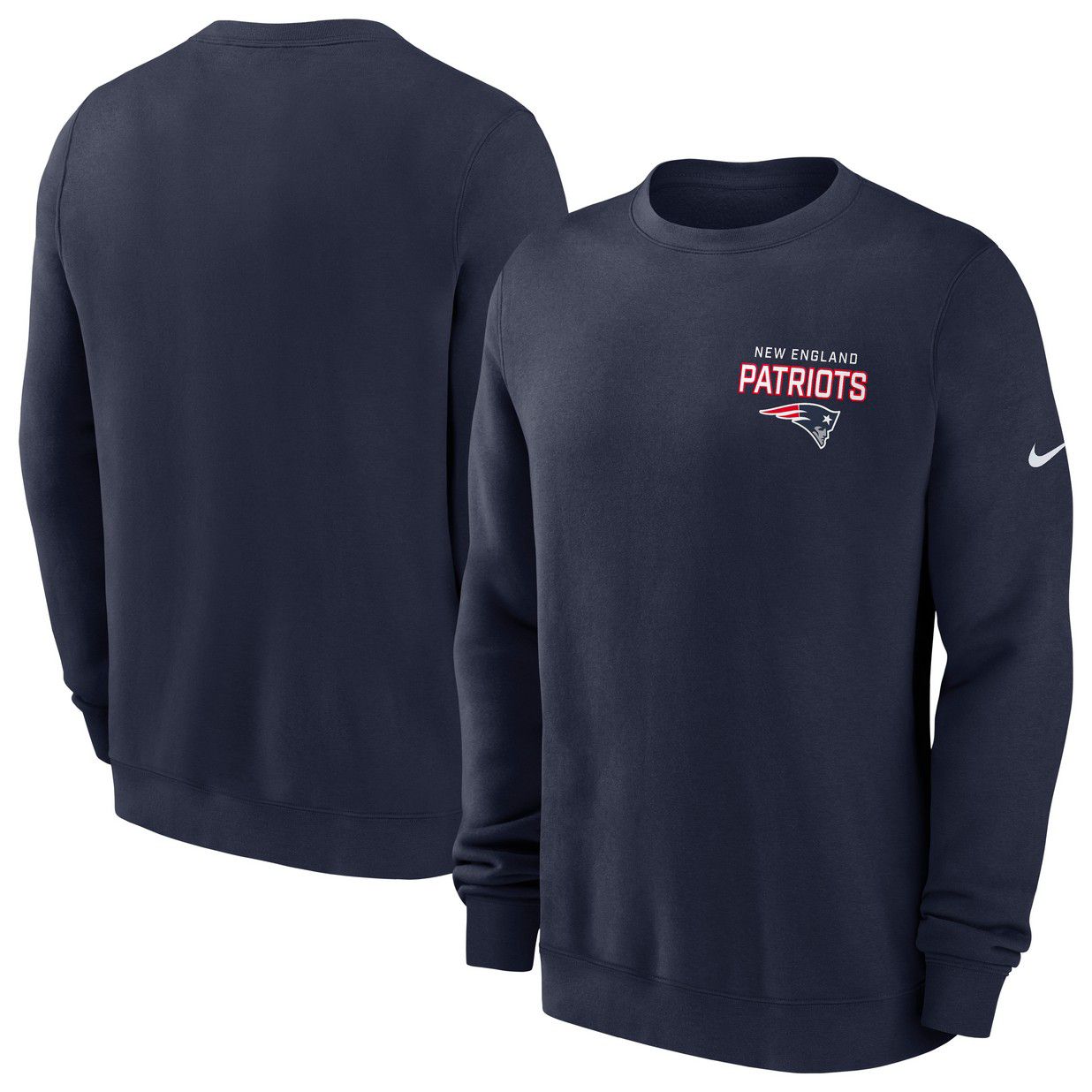 Nike Men's New England Patriots College Navy Club Fleece Crew Pullover Sweatshirt product image